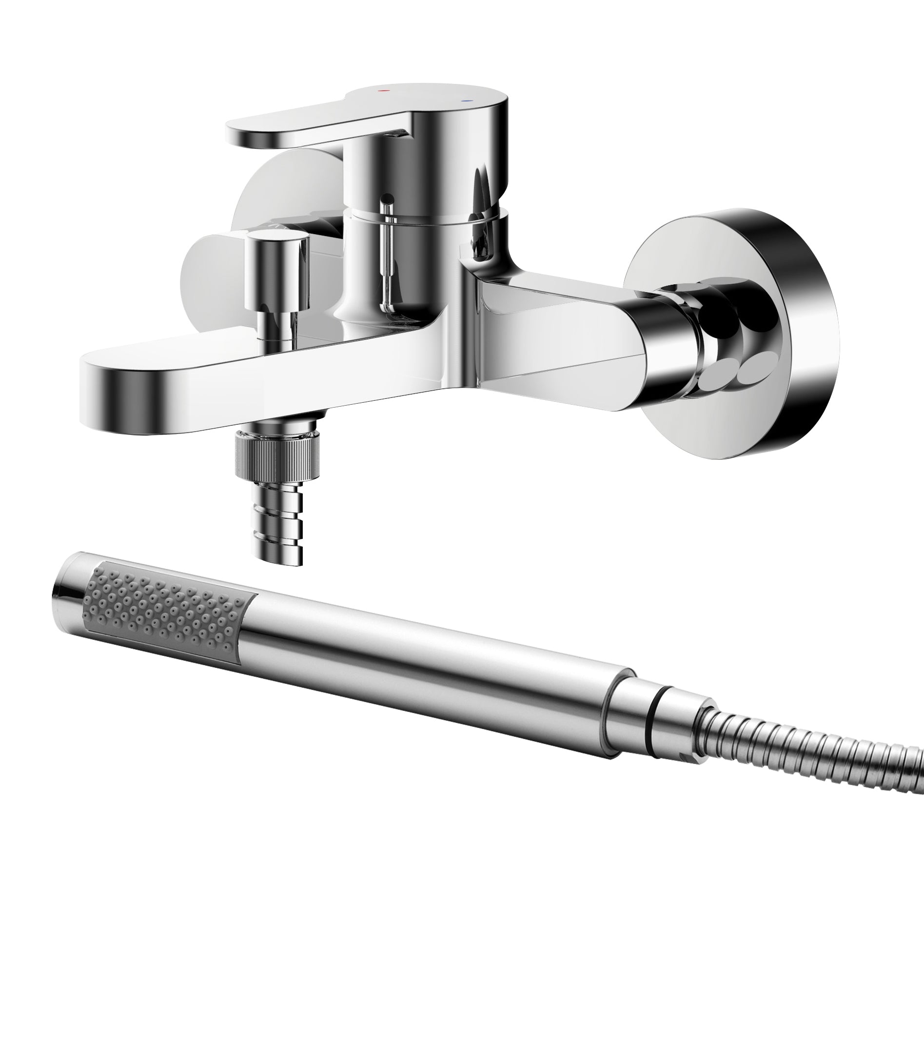 Nuie Arvan Wall Mounted Bath Shower Mixer Tap with Shower Kit - Chrome