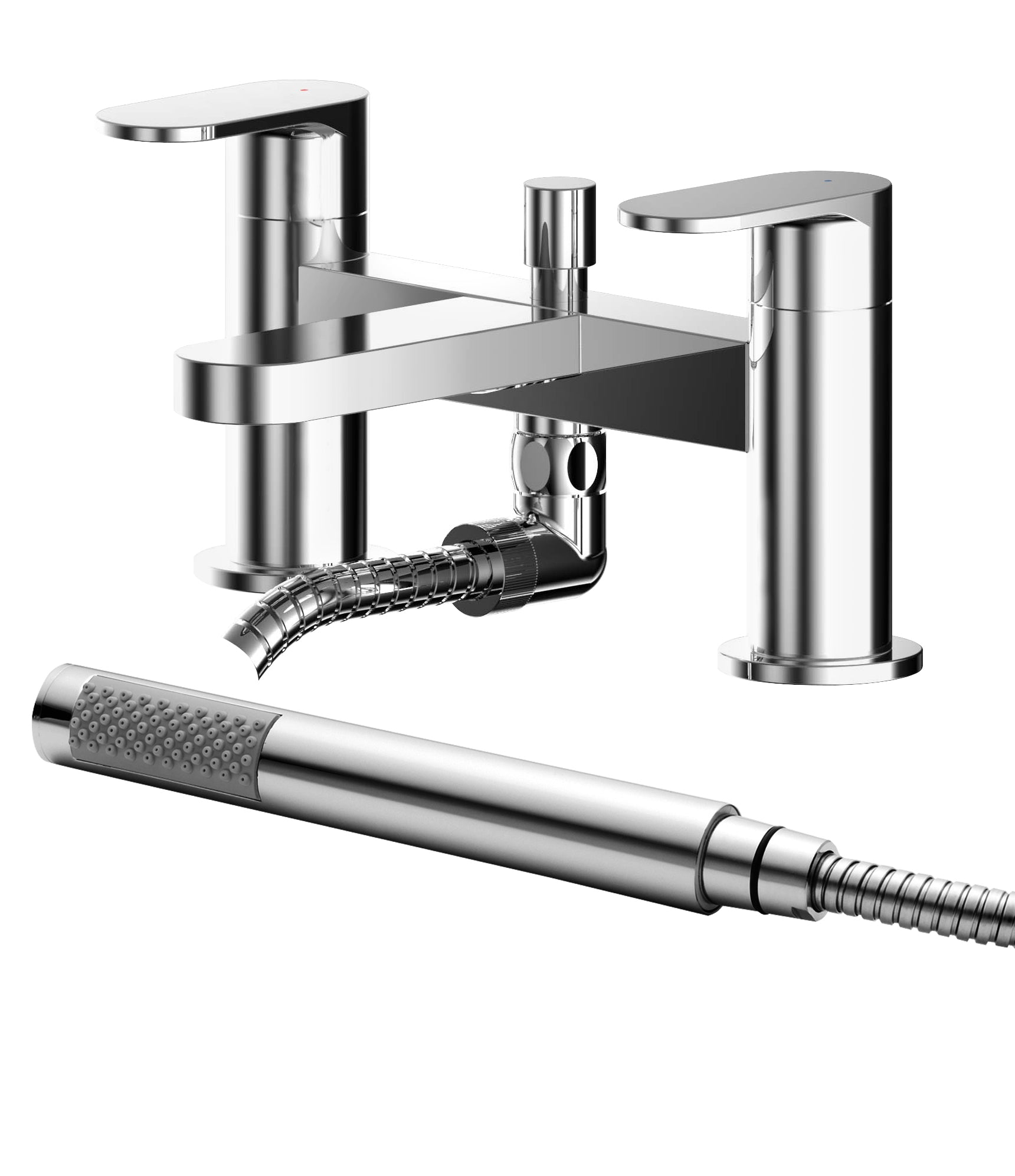 Nuie Binsey Deck Mounted Bath Shower Mixer Tap with Shower Kit - Chrome