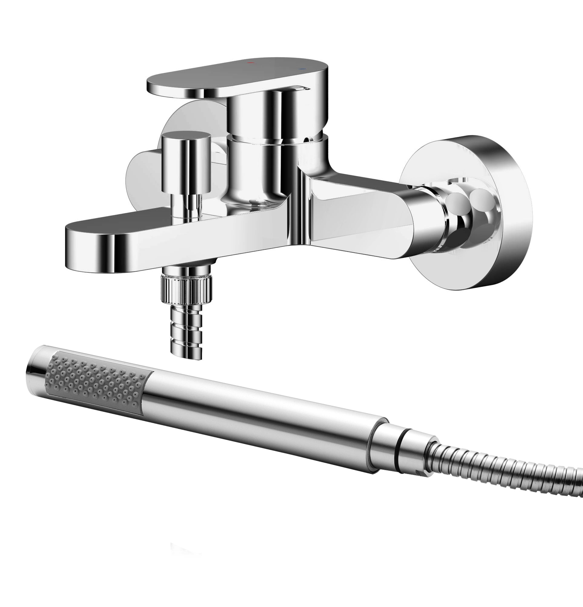 Nuie Binsey Wall Mounted Bath Shower Mixer Tap with Shower Kit - Chrome