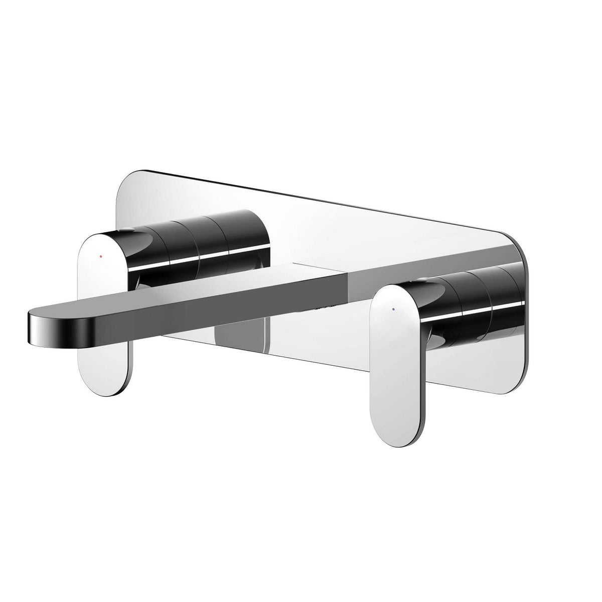 Brent 3 Hole Wall Mounted Basin Mixer Tap With Plate - Chrome