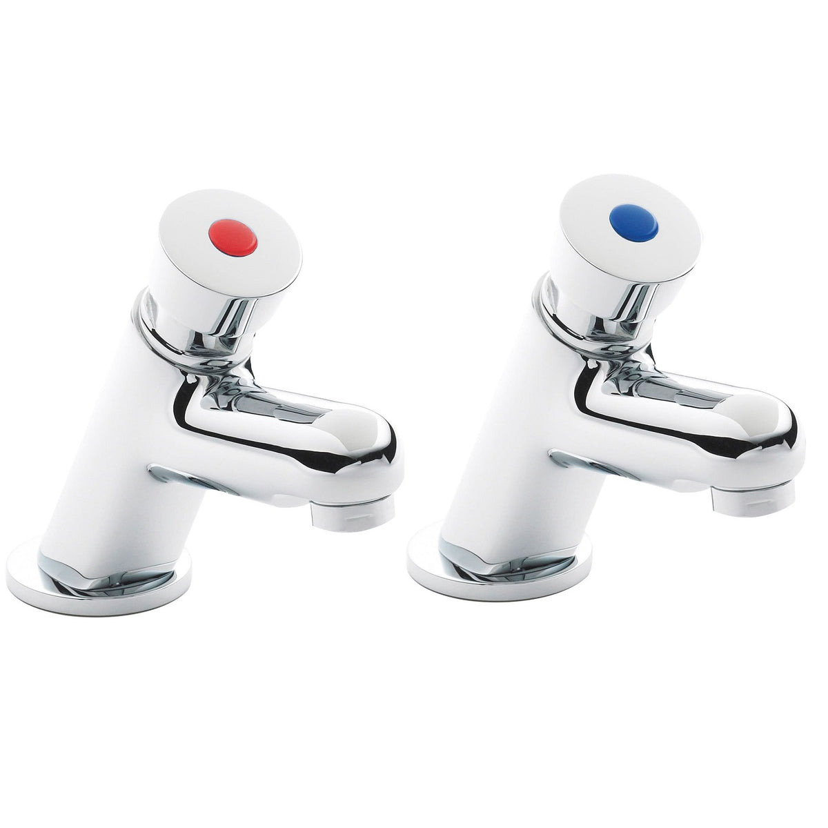 Foundry Self Closing Non-Concussive Basin Pillar Taps - Chrome