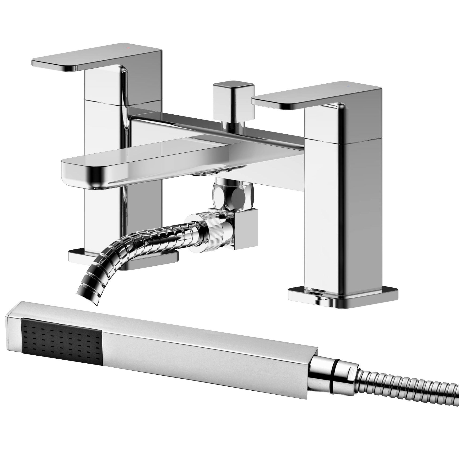 Nuie Windon Deck Mounted  Bath Shower Mixer Tap with Shower Kit - Chrome