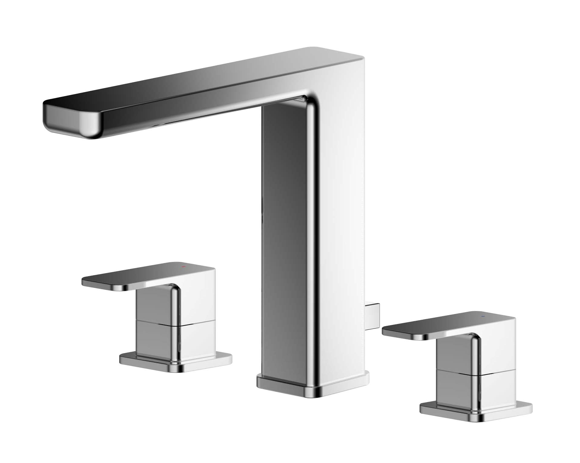 Nuie Windon 3-Hole Wall Mounted Basin Mixer Tap With Pop Up Waste - Chrome