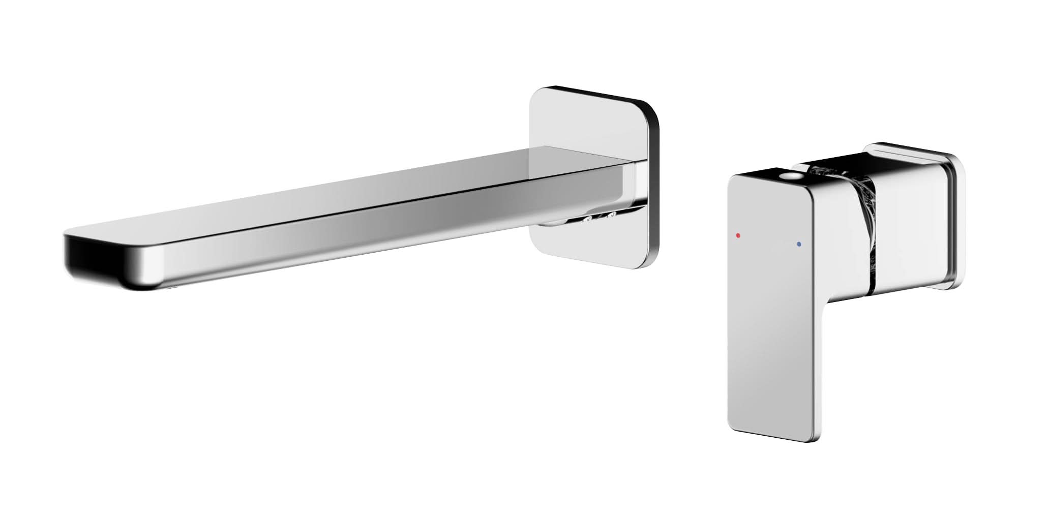 Nuie Windon 2-Hole Wall Mounted Basin Mixer Tap - Chrome