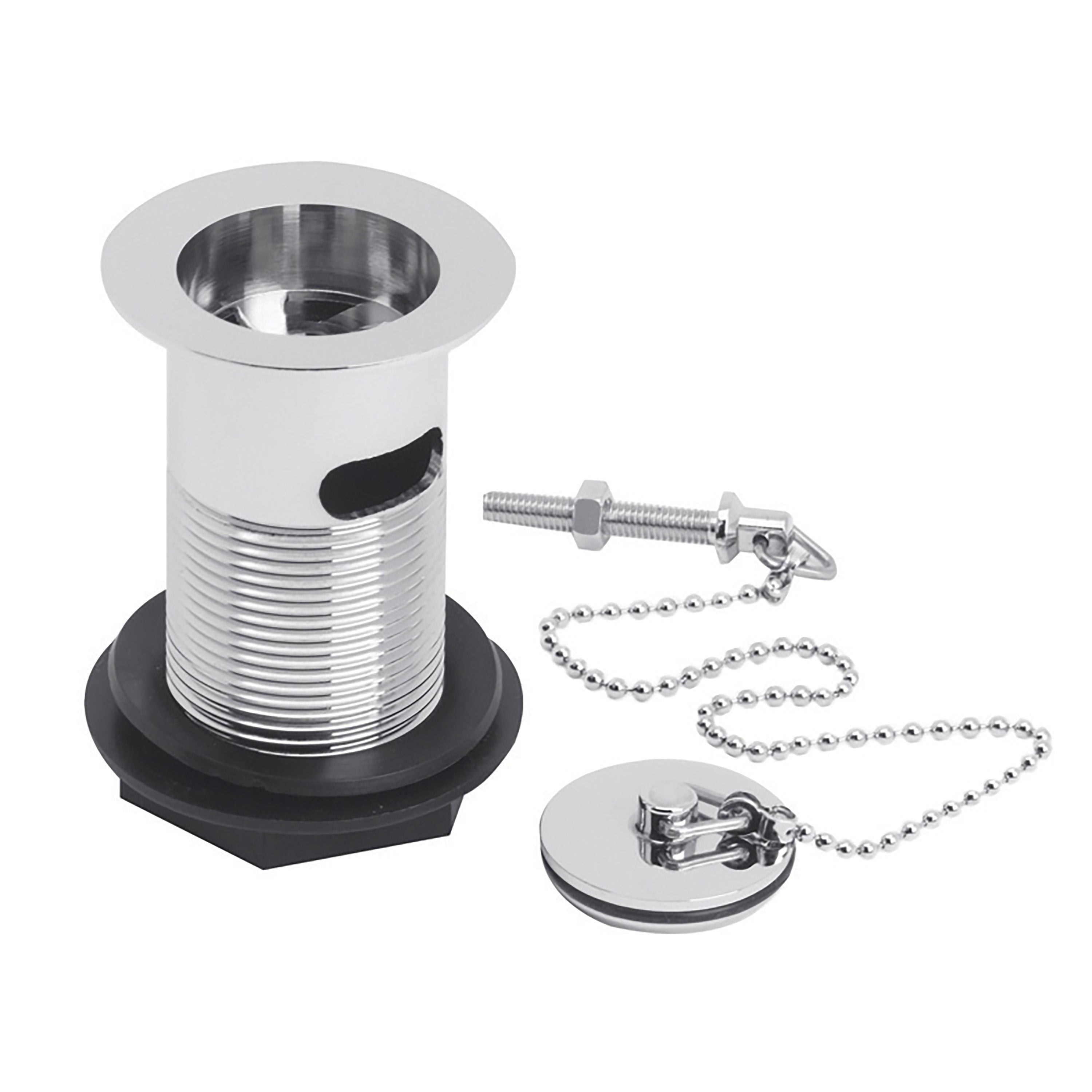 Nuie Slotted Basin Waste With Brass Plug And Ball Chain - Chrome
