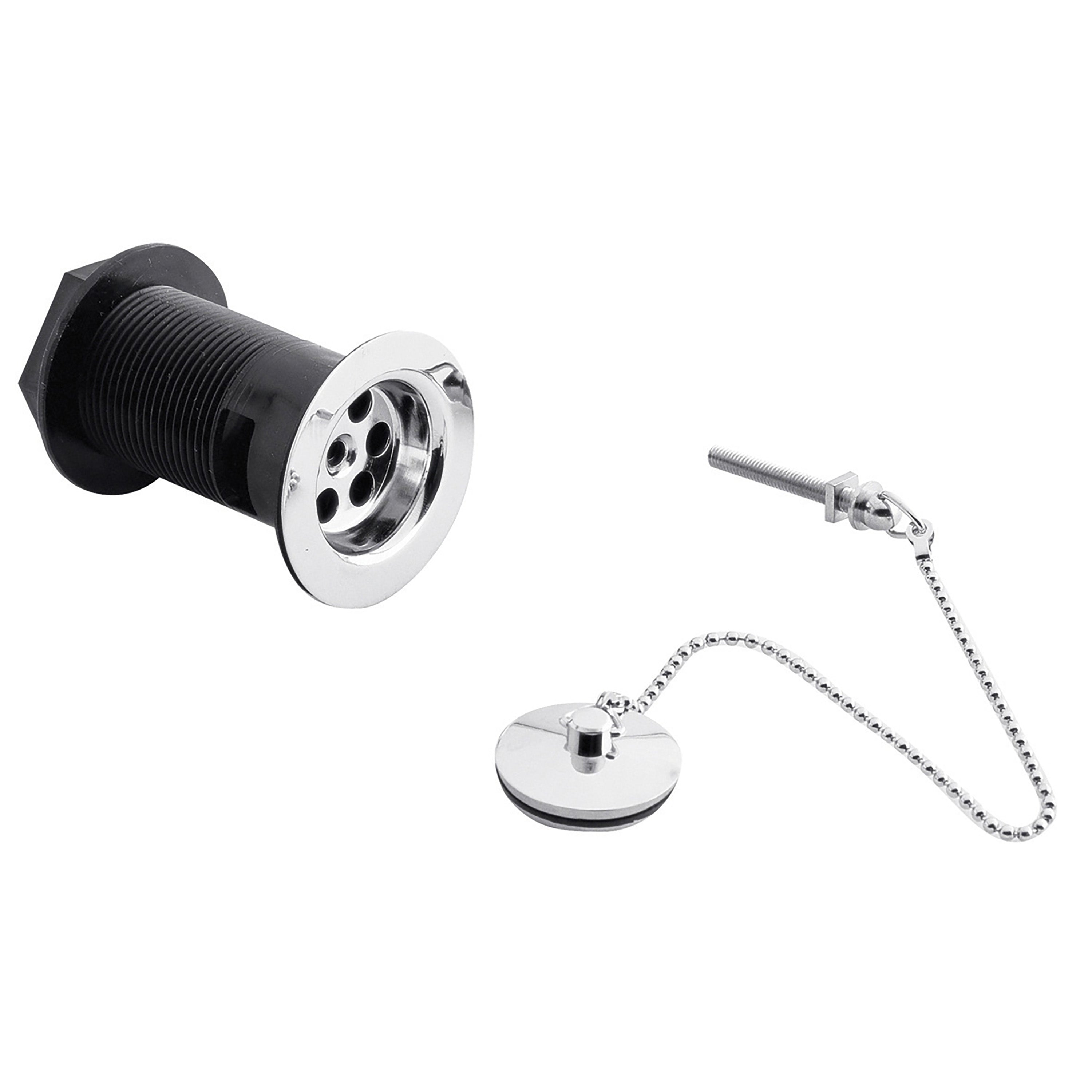 Nuie Contract Slotted Basin Waste With Plug and Ball Chain - Chrome