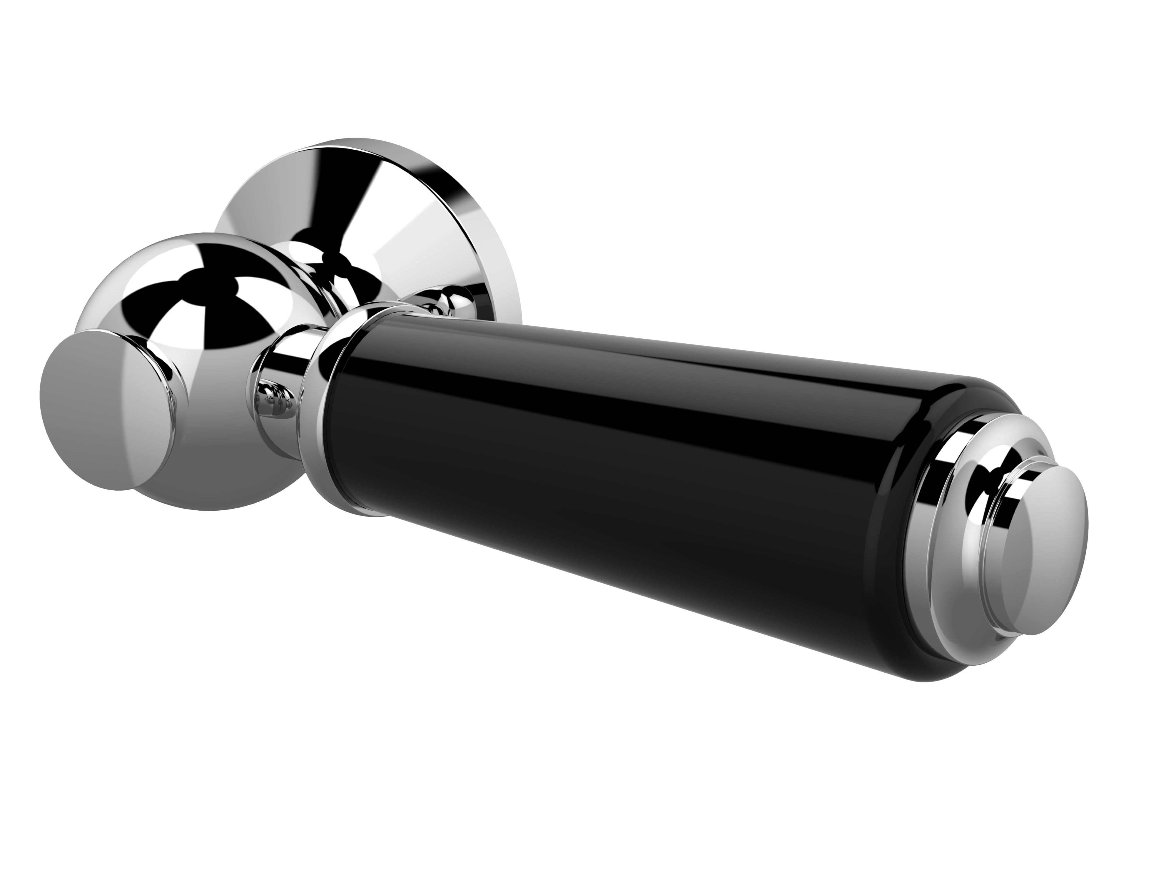 Old London WC Lever, Stylish Ceramic Handle, Durable Accessories for Washroom, Black/Chrome