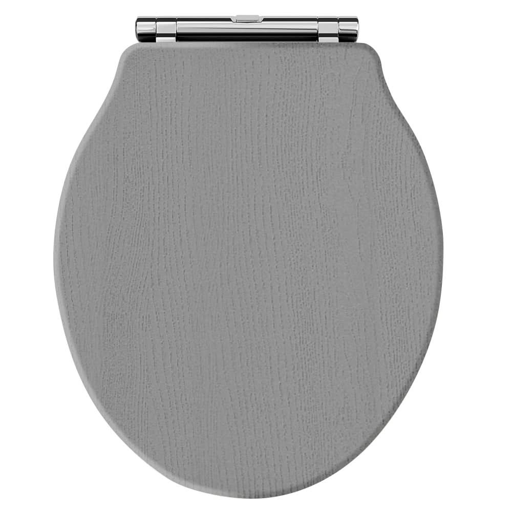Old London Chancery Soft Close Toilet Seat, Top Fix Design with Chrome Hinges, Quick Release Fittings Stylish Classic Toilet Seats for Bathroom in Storm Grey Finish
