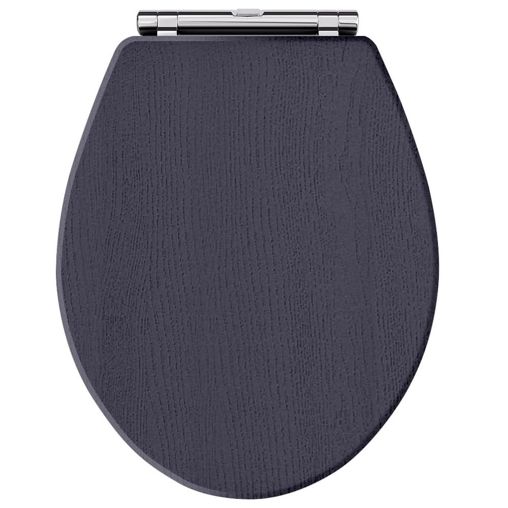 Old London Richmond Soft Close Toilet Seat, Top Fix Design with Chrome Hinges, Quick Release Fittings Stylish Classic Toilet Seats for Bathroom in Twilight Blue Finish