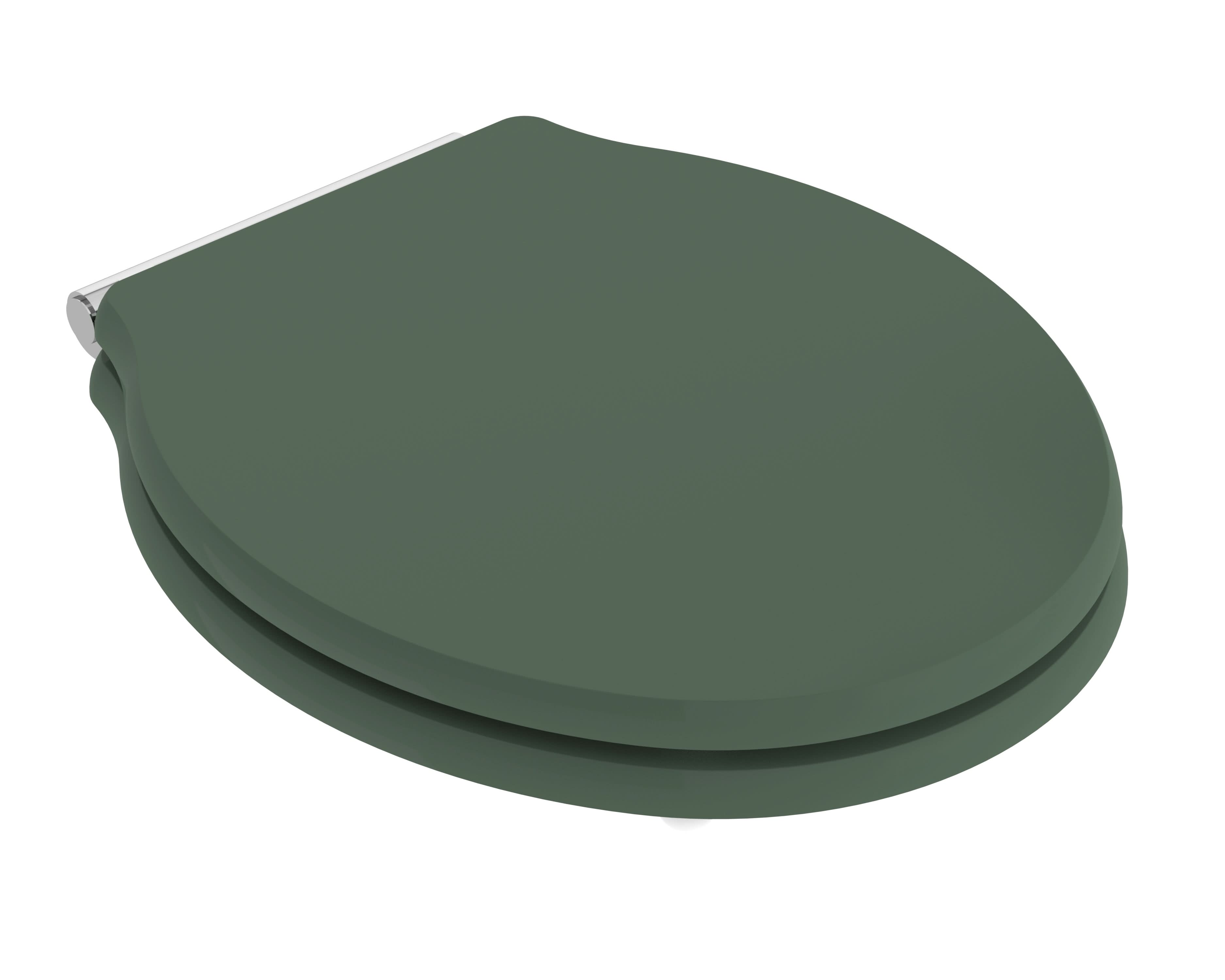 Old London Chancery Soft Close Toilet Seat, Top Fix Design with Chrome Hinges, Quick Release Fittings Stylish Classic Toilet Seats for Bathroom in Hunter Green Finish