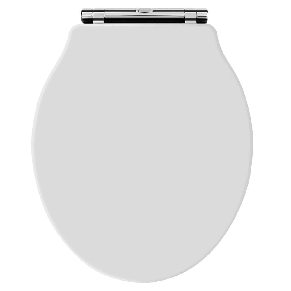 Old London Chancery Toilet Seat, Round Soft Close Toilet Seat White, Quick Release, Zinc Alloy Hinges, Traditional Style, 460x373mm