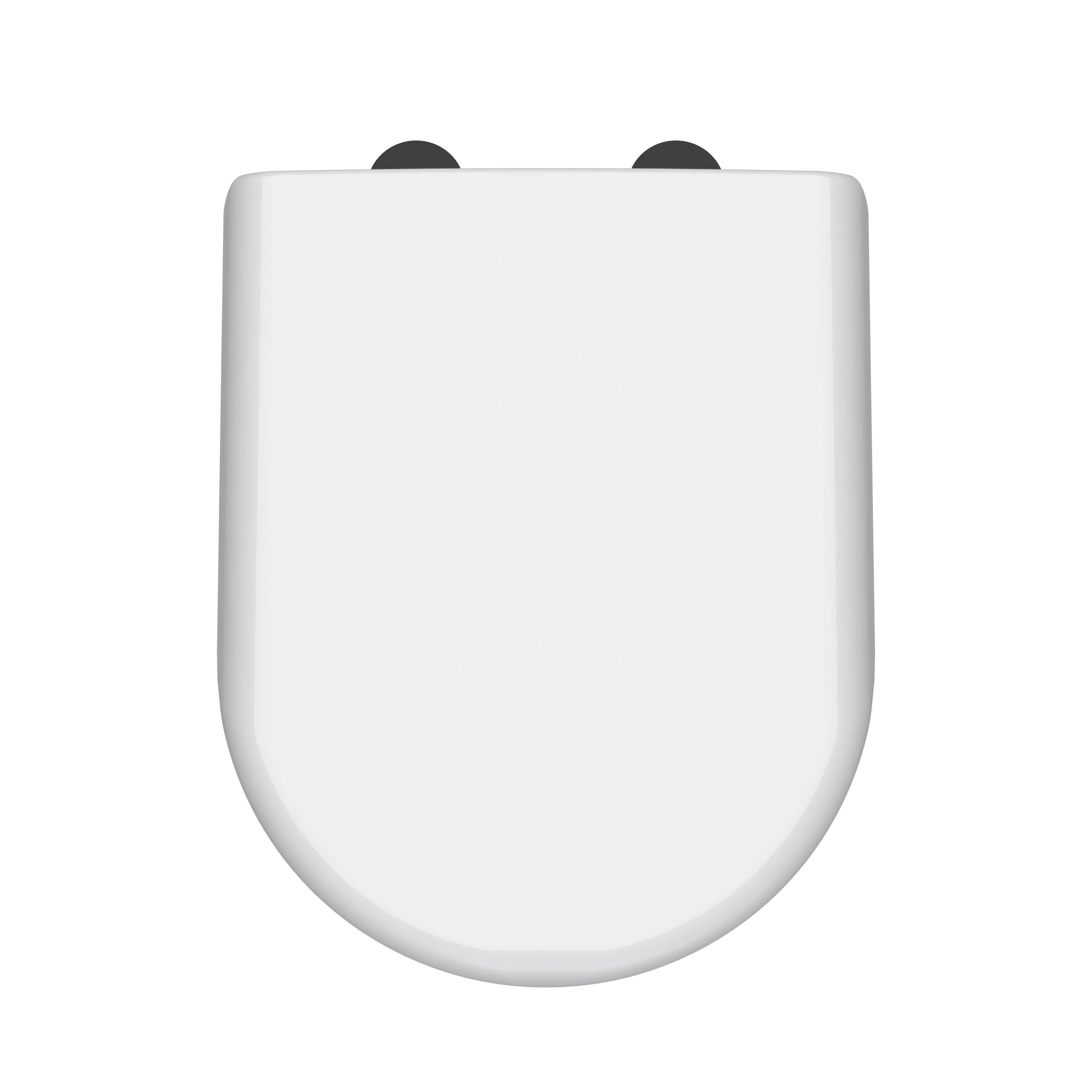 Nuie D Shape Soft Close Toilet Seat Black, Quick Release, Polypropylene Hinges, Stylish Dual Tone, Slow Close, 446x364mm