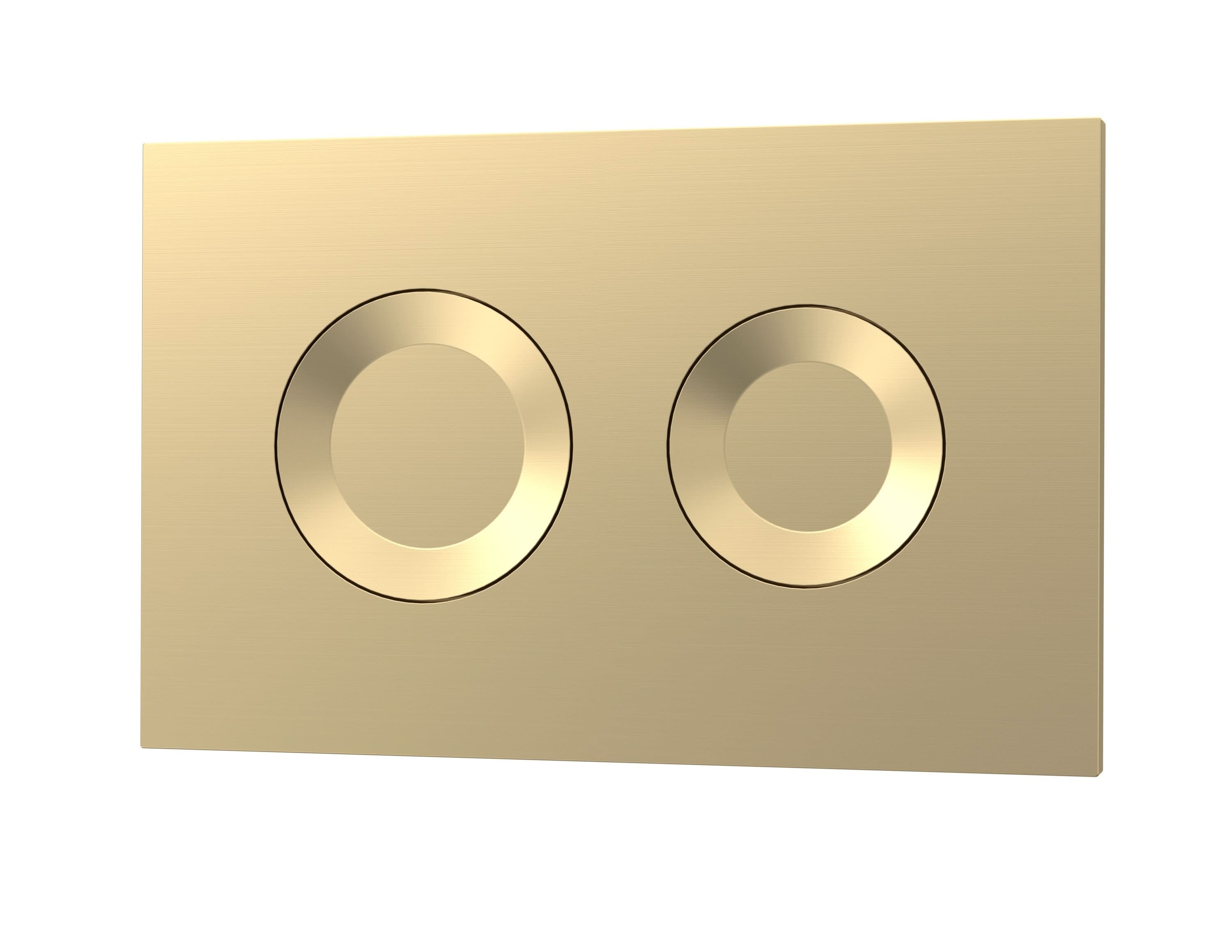 Nuie Round Dual Flush Push Button, Concealed Toilet Flush Button for Wall Hung Toilets, Luxury Accessories in Brushed Brass