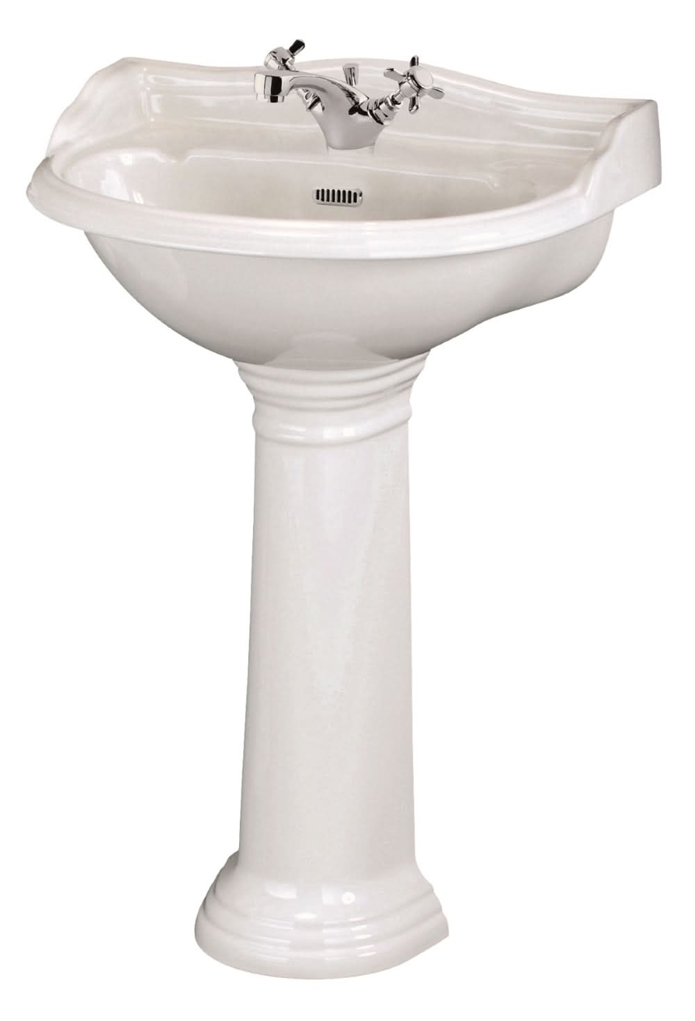 Old London Chancery 600mm Basin & Pedestal 1 Tap Hole, Pedestal Bathroom Basin, White