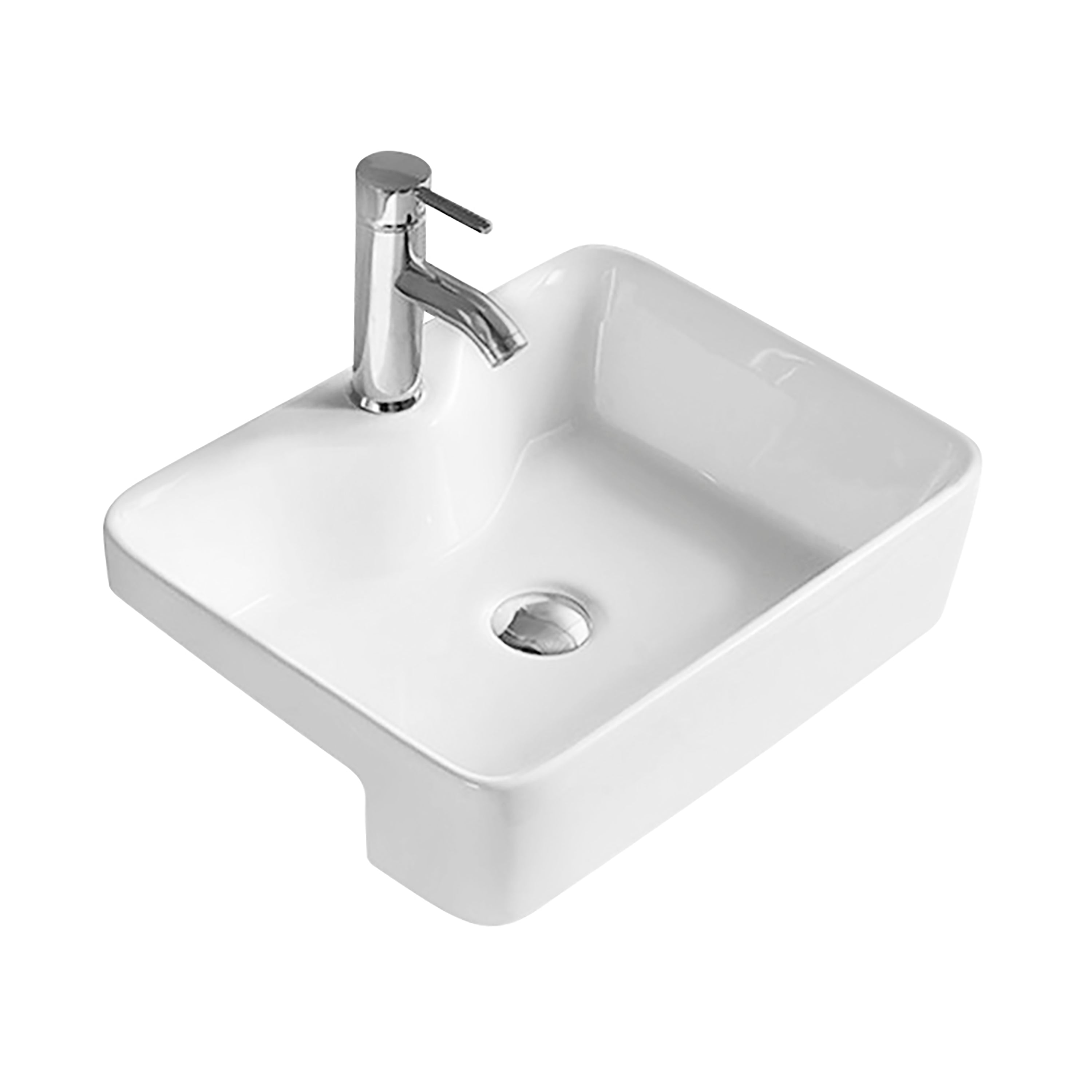 Nuie 480mm Semi Recessed Basin - 1 TH - White