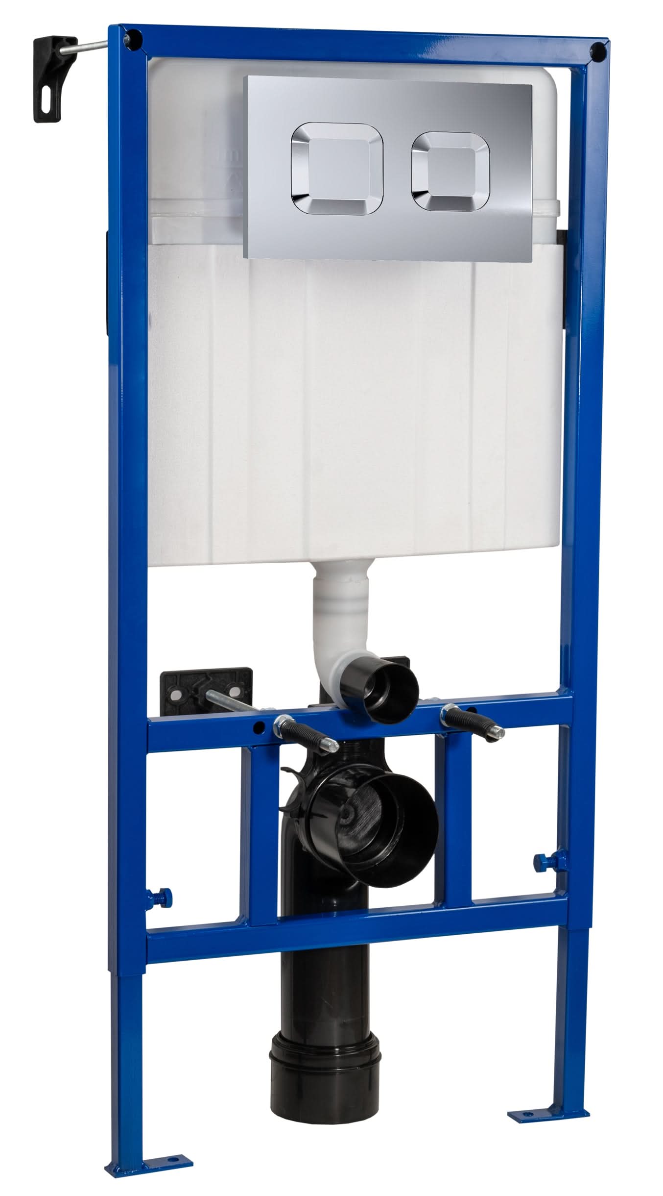 Nuie Concealed Dual Flush Toilet Cistern, 890mm Wall Hung Cistern Frame with Flush Plate, For Back to Wall Toilets, Water-Saving 3/6L Flush, Chrome