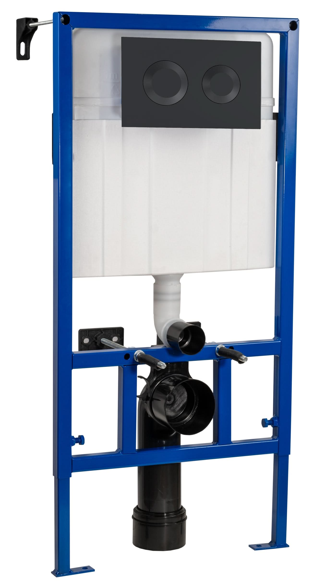 The Nuie Dual Flush Conc Cist Frame Round Plate provides a strong, stylish, and space-efficient solution for any modern bathroom. Designed for use with wall mounted toilets, this unit combines a sturdy stainless steel wall hanging toilet frame, a conceale