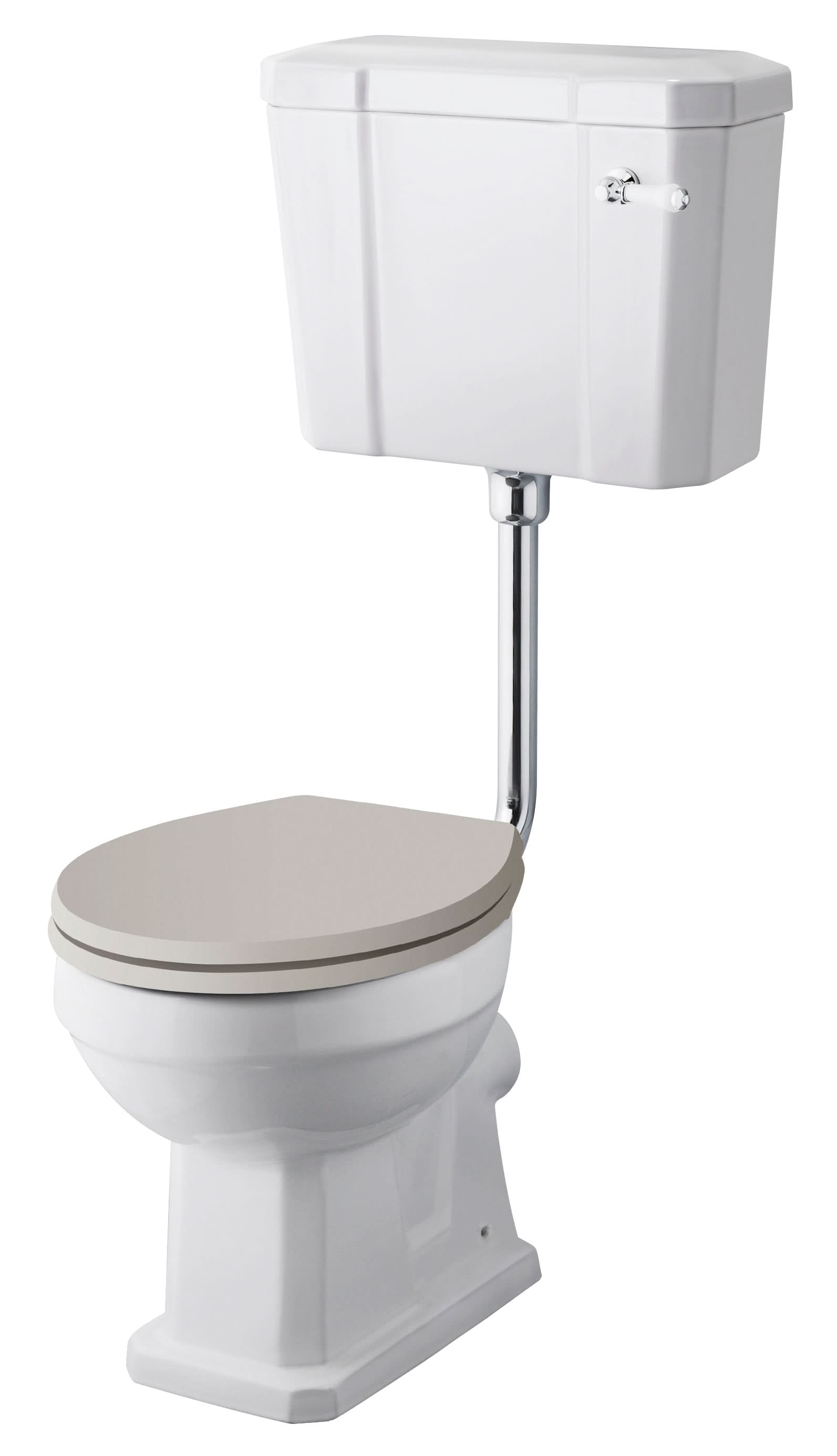 Old London Richmond Low Level Pan, Cistern & Flush Pipe Kit, Traditional Toilet Pan with Cistern, Gloss White