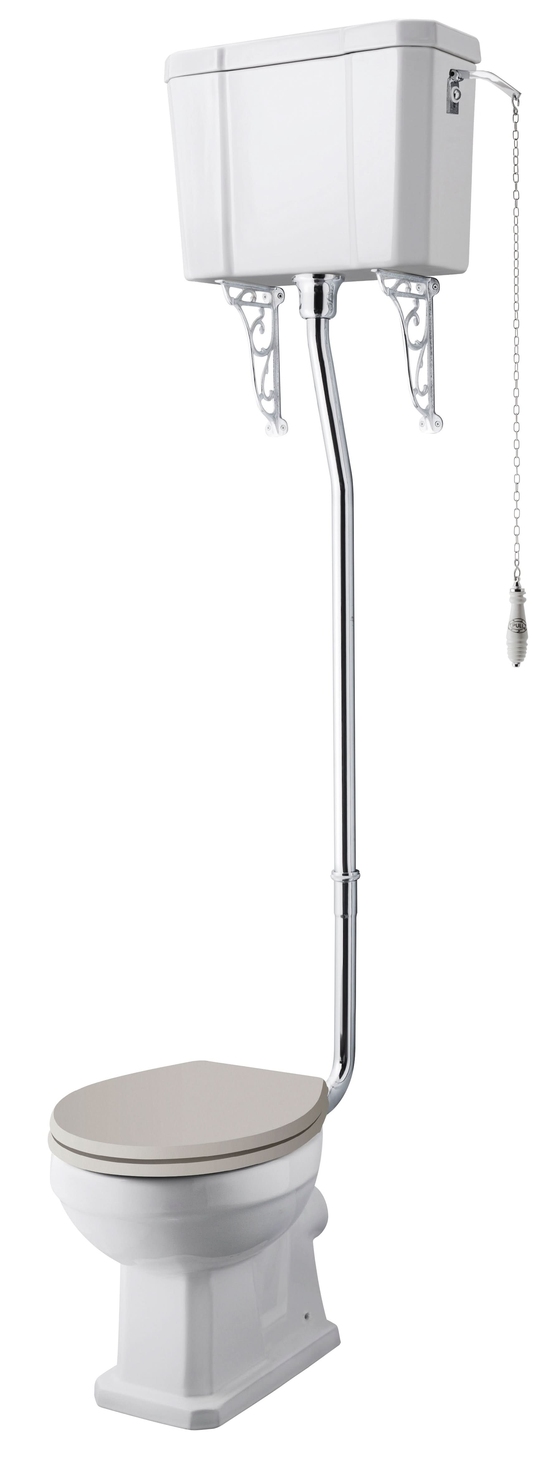 Old London Richmond High Level Pan, Cistern & Flush Pipe Kit, Traditional Toilet Pan with Cistern, Gloss White
