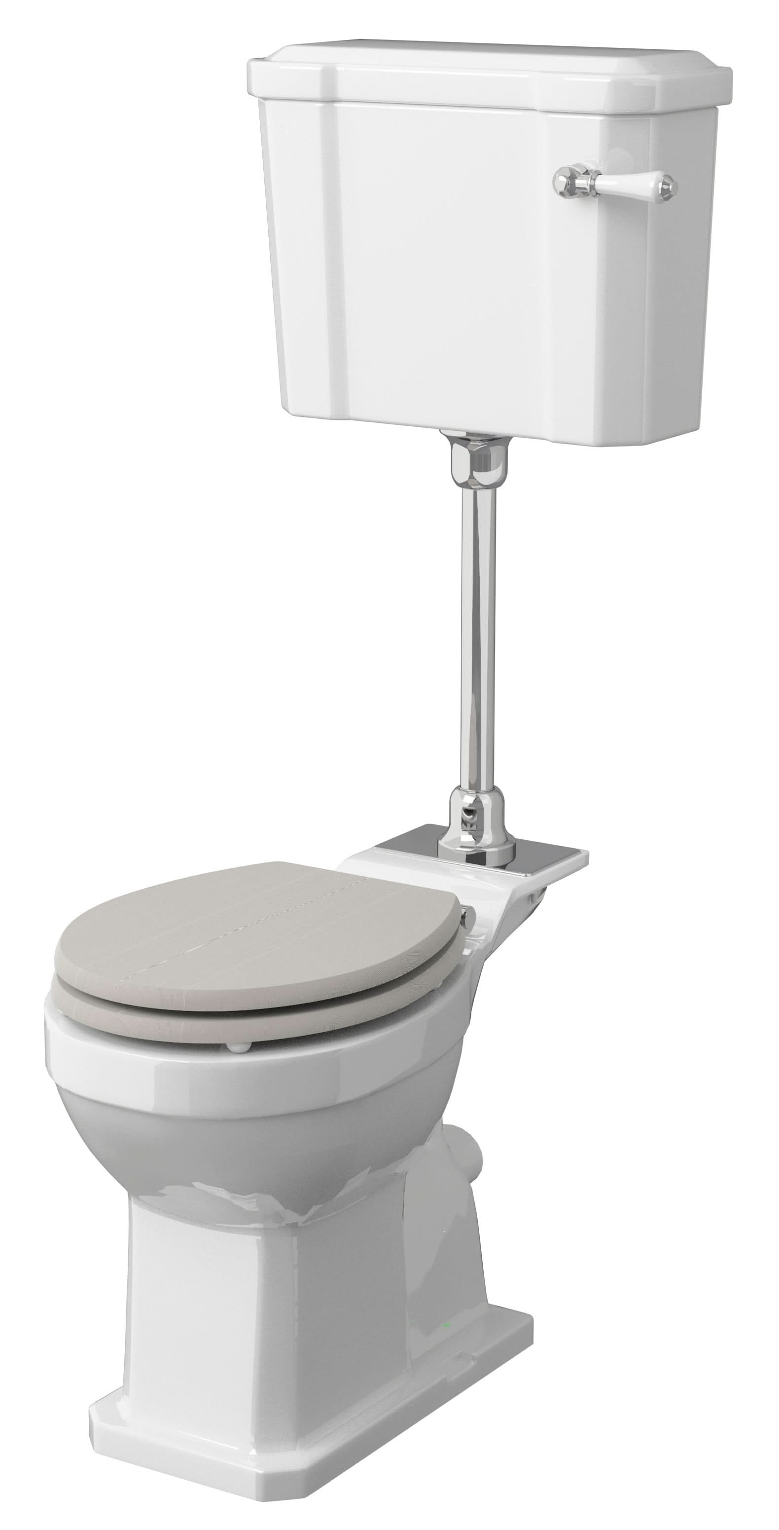 Old London Richmond Comfort Height Mid Level Pan, Cistern and Flush Pipe Kit, Traditional Close Cistern Toilet, Gloss White