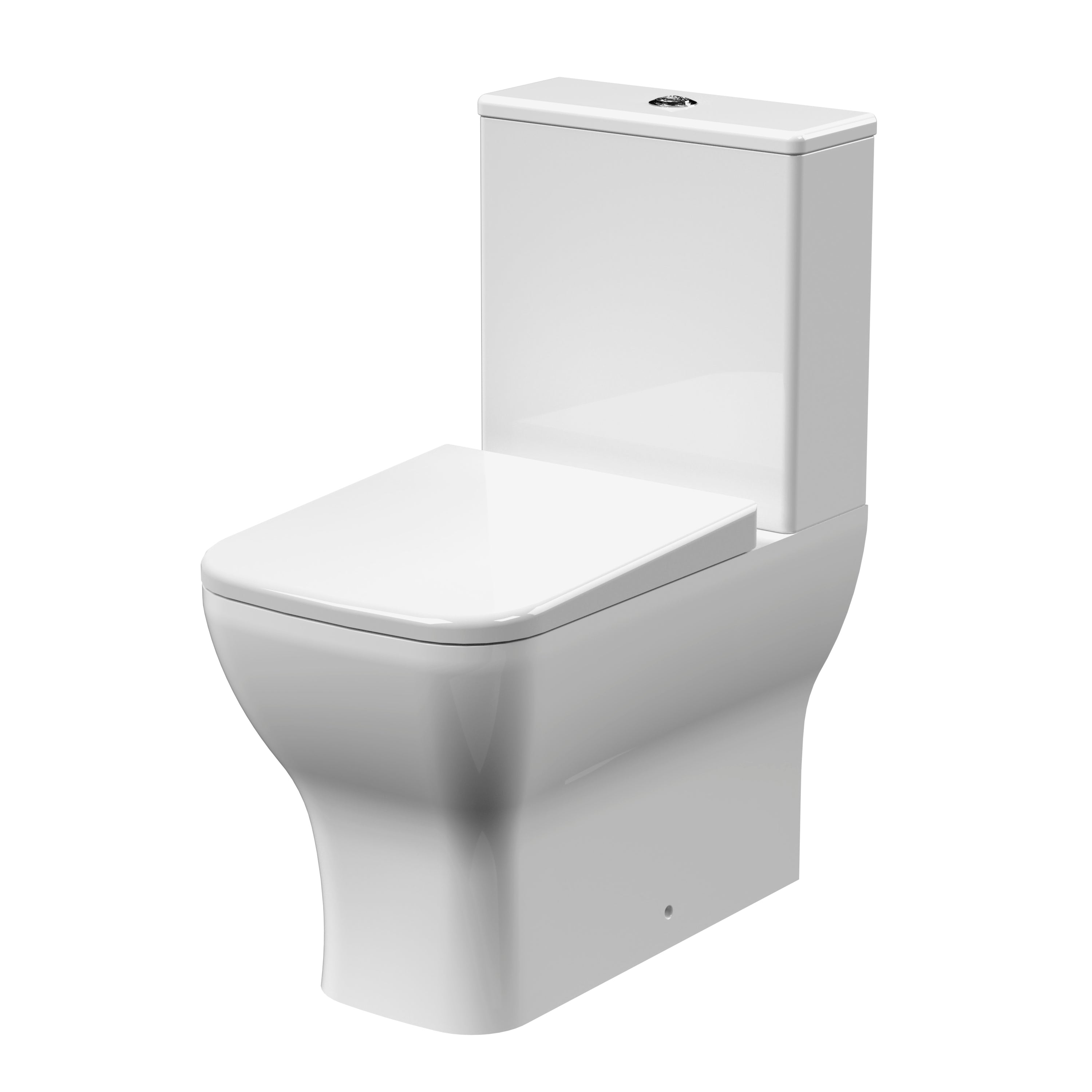 Nuie Ava Rimless Close Coupled Toilet With Push Button Cistern And Wrapover Soft Close Seat - White