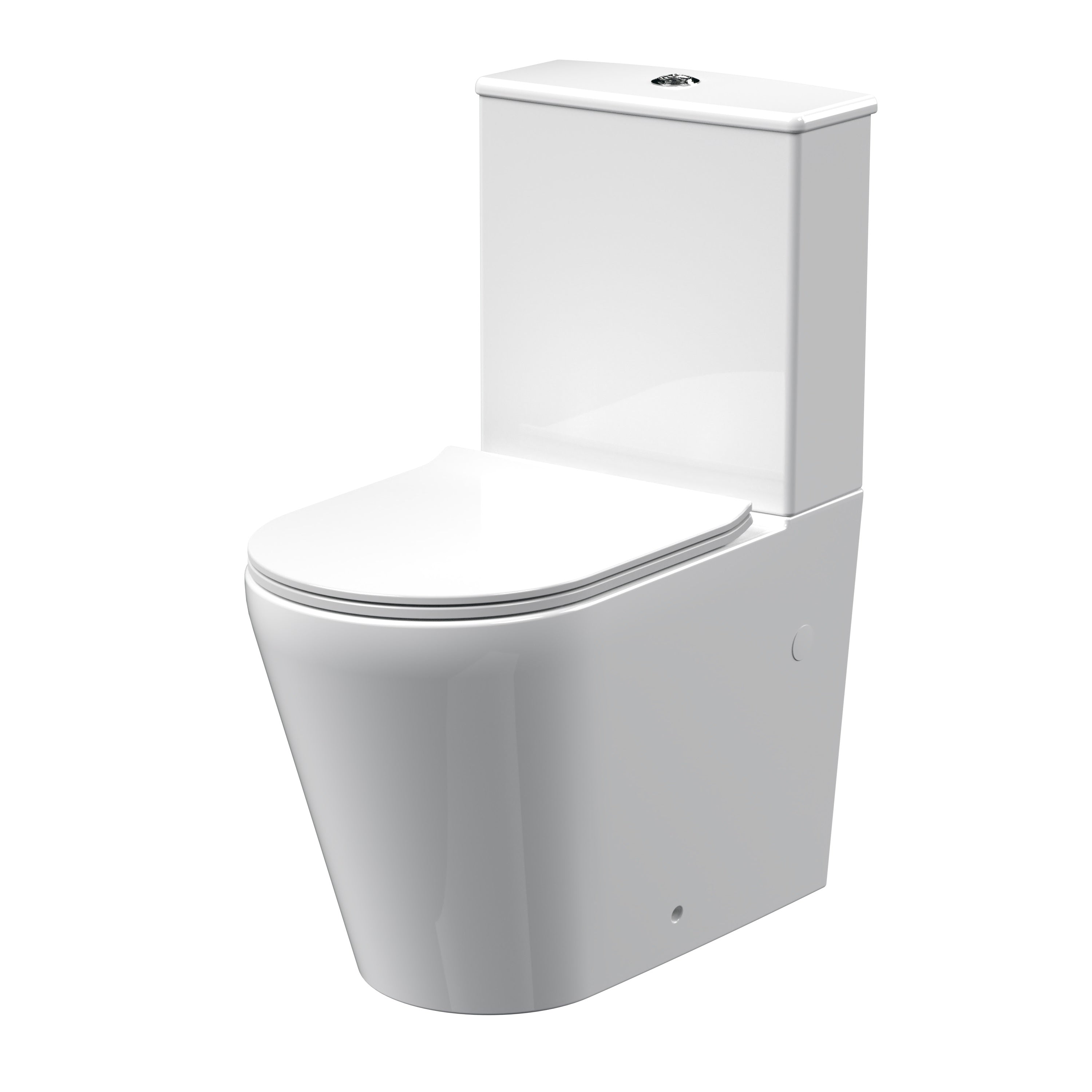 Nuie Freya Rimless Back to Wall Close Coupled Toilet With Sandwich Soft Close Seat - White