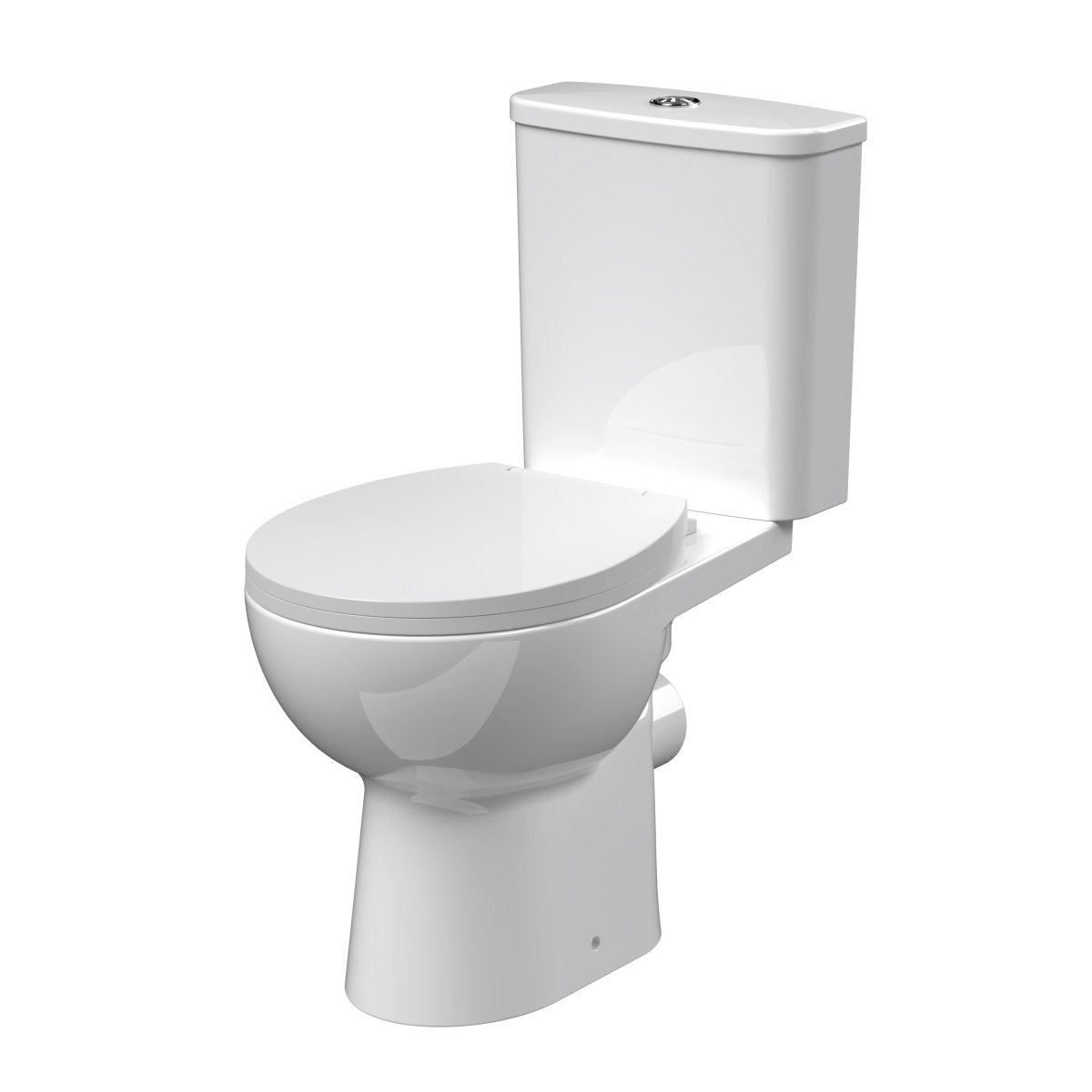 Nuie Fay Rimless Pan and Cistern Pack Close Coupled Toilet, Durable Soft Close Seat with Round P Trap Bowl for Modern Bathrooms in Premium White Finish