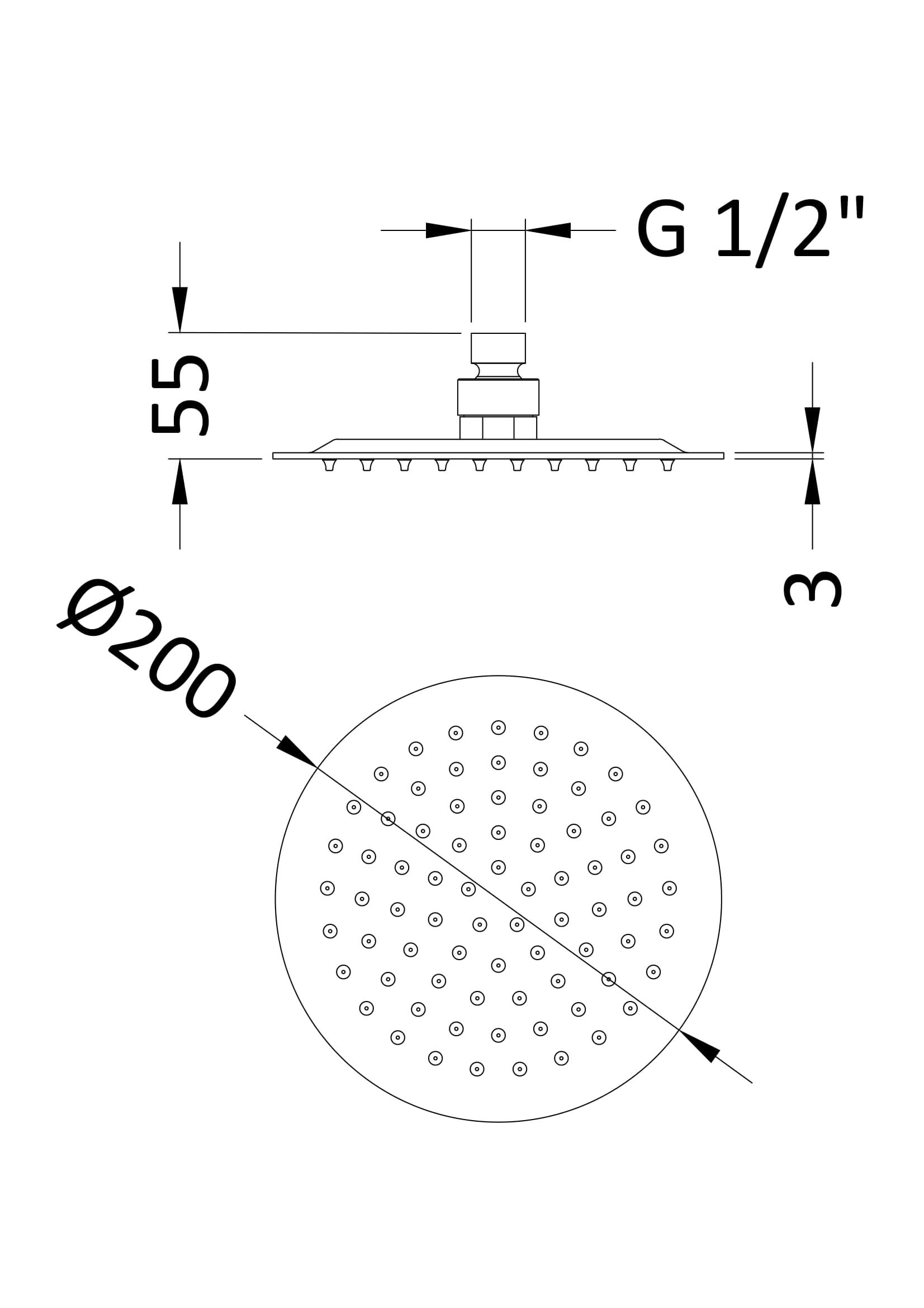 Hudson Reed Fixed Shower Heads Fixed Head, Round Minimalist Design, Stylish Shower Head in Matt Black