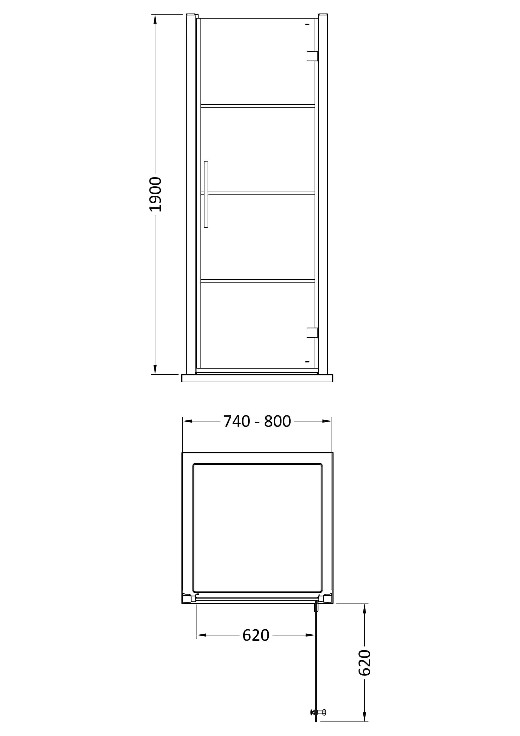 Hudson Reed Apex 800mm Hinged Shower Door & 8mm Glass, Reversible Design, Semi Frameless Shower Door, Matt Black