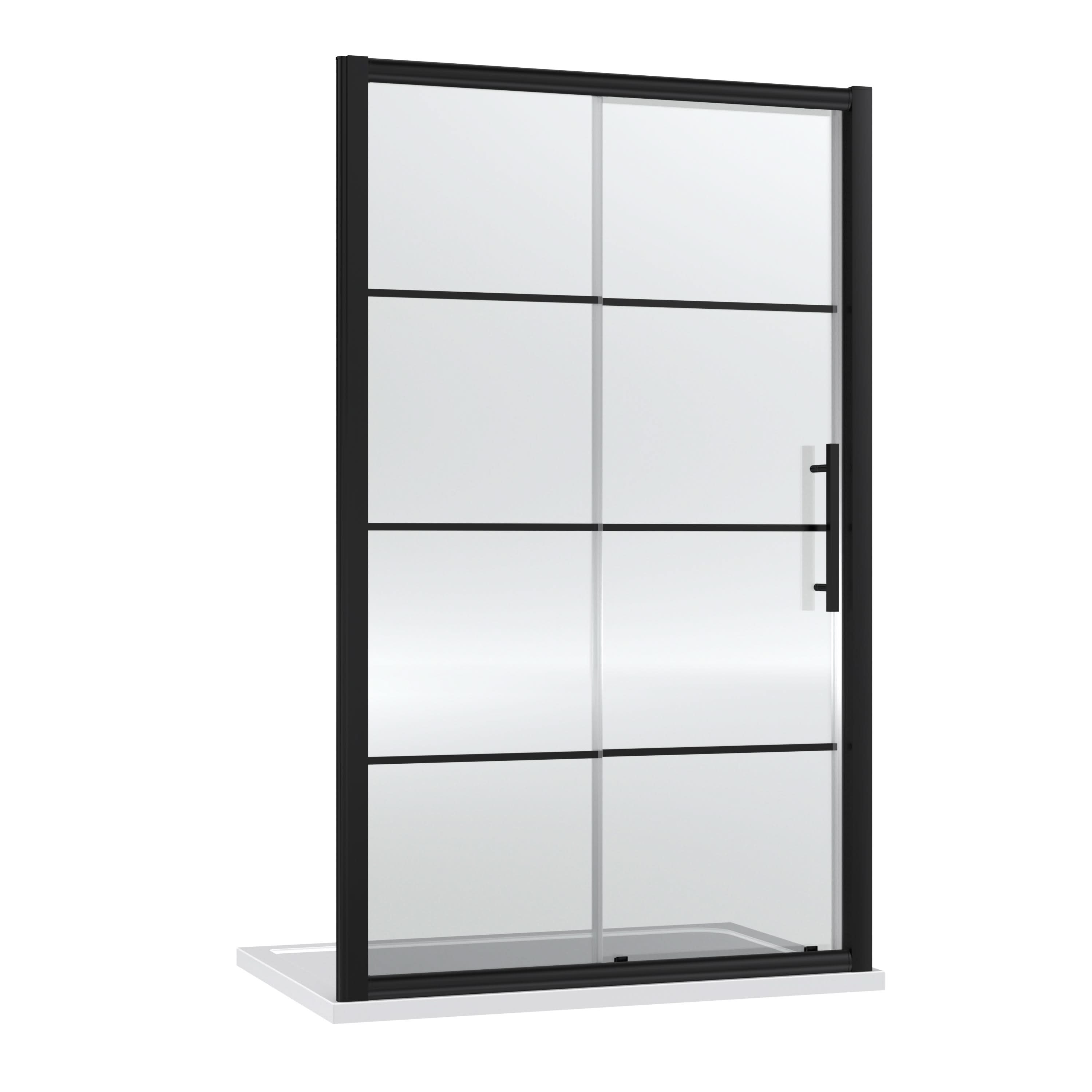 Hudson Reed Apex 1400mm Sliding Shower Door, 8mm Glass, Stylish Sliding Door Shower Enclosure, Matt Black
