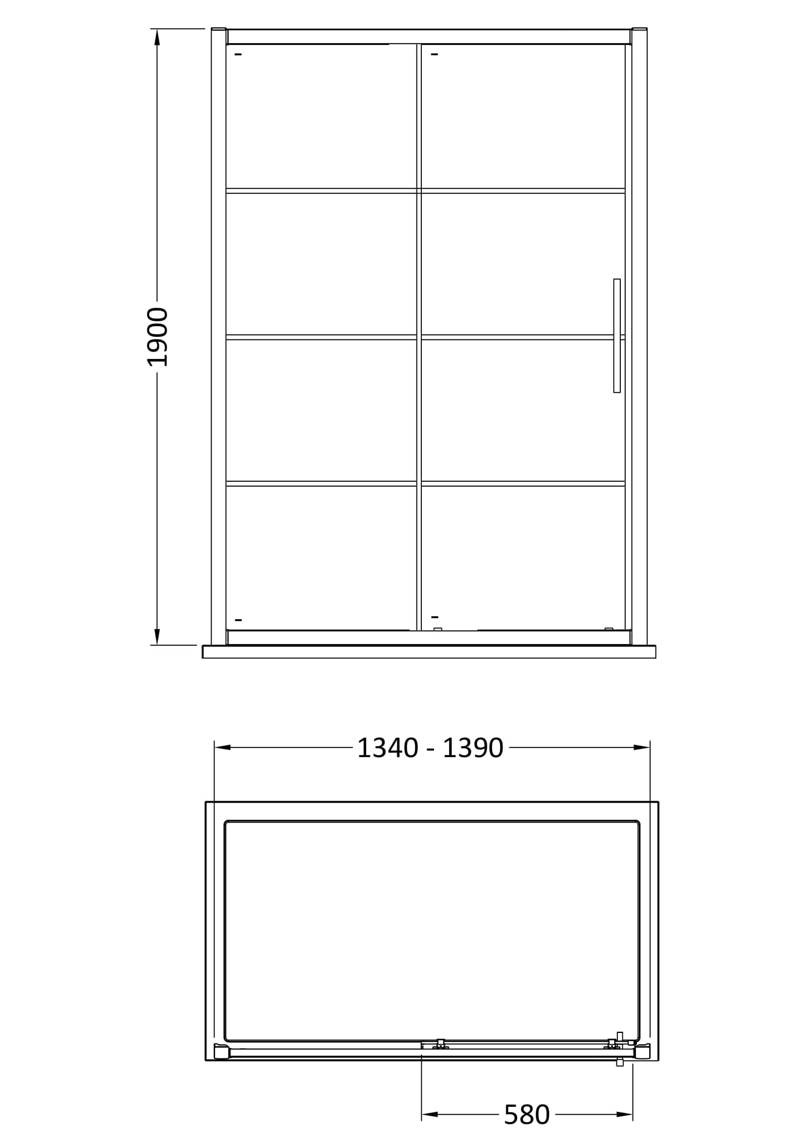 Hudson Reed Apex 1400mm Sliding Shower Door, 8mm Glass, Stylish Sliding Door Shower Enclosure, Matt Black