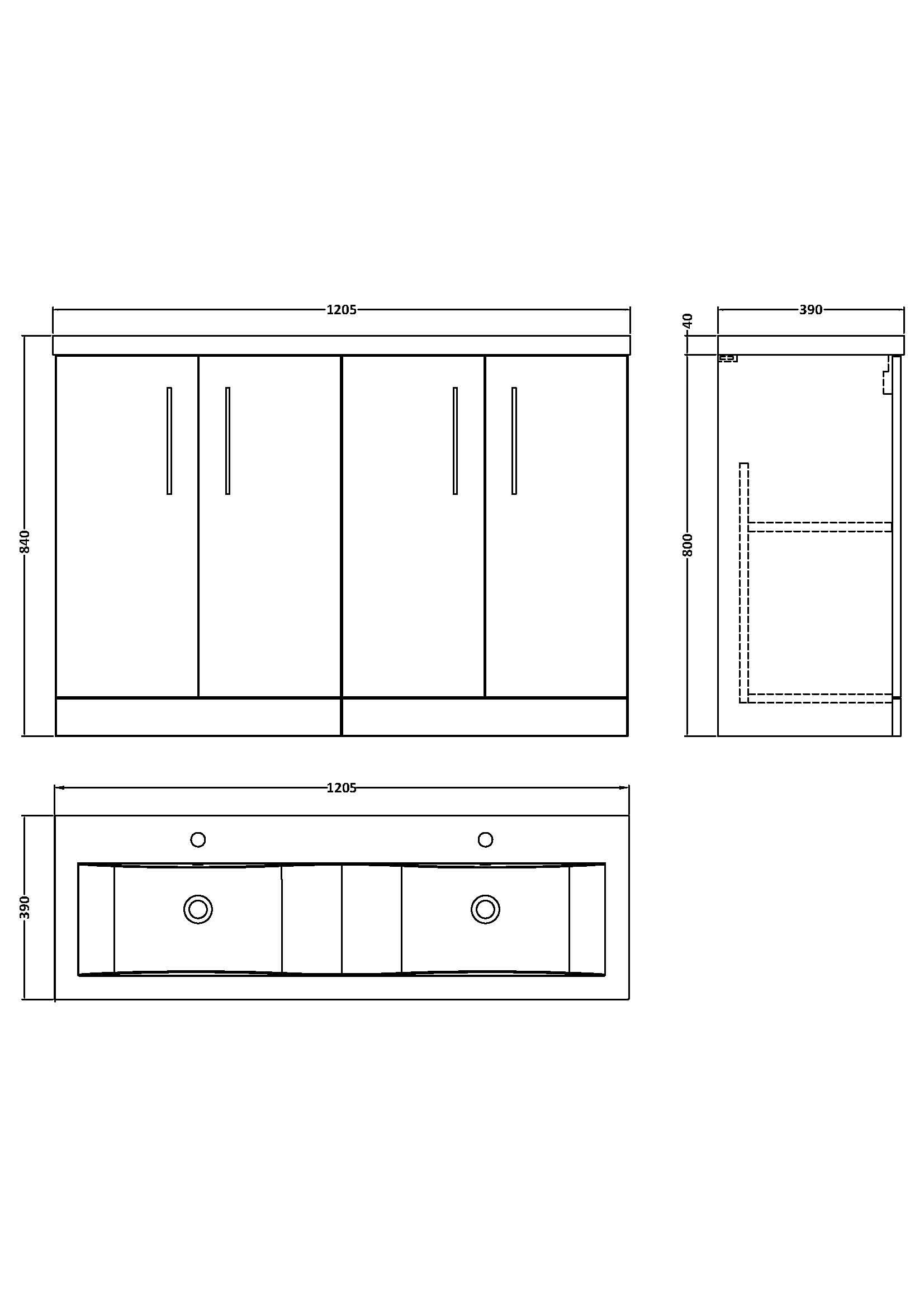 Nuie Arno Floor Standing 4 Door Vanity Unit & Double Ceramic Basin, Stylish Sink Vanity Unit in Satin Grey, 1200mm