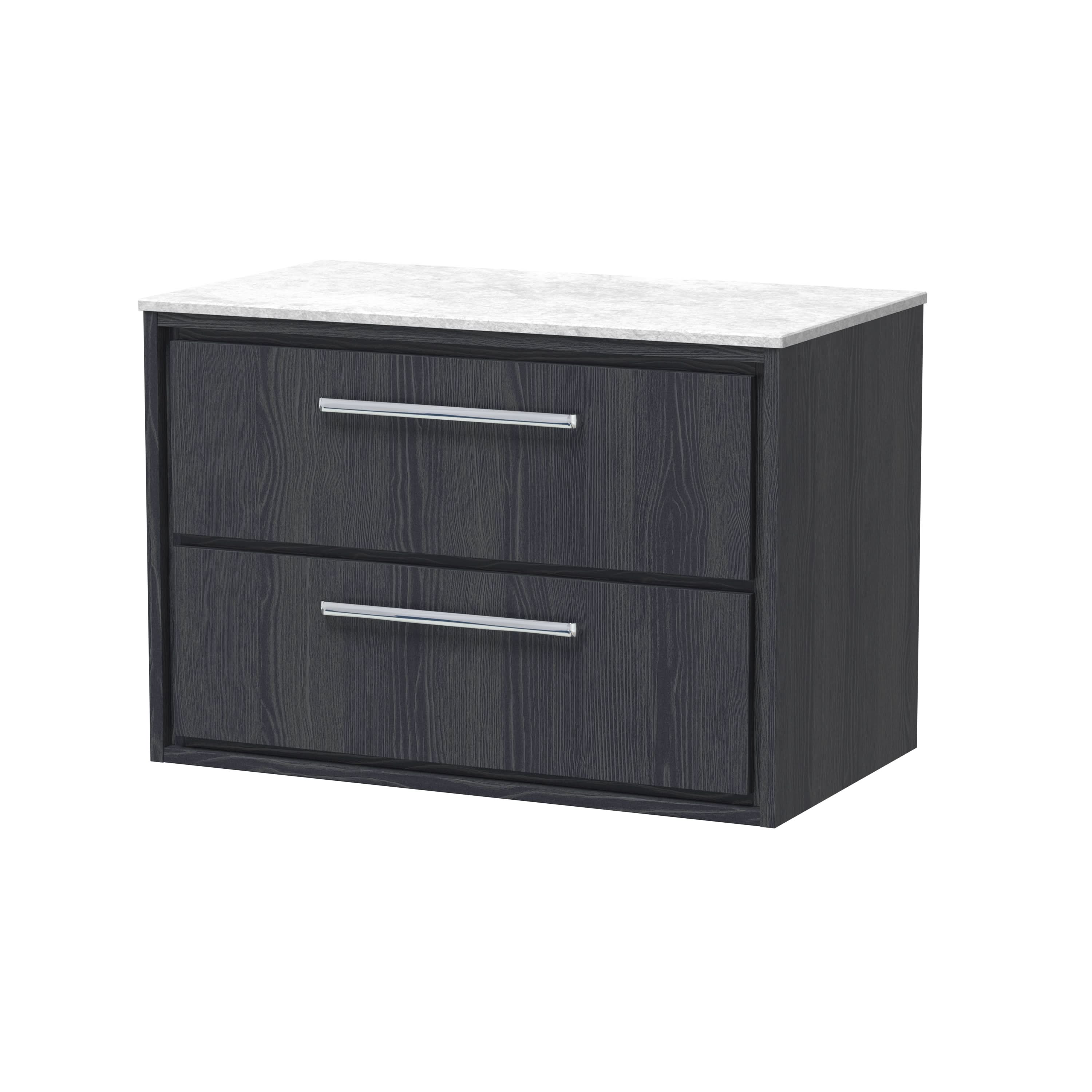 Hudson Reed Lille Countertop Vanity Unit with Marble Worktop, Durable Bathroom Furniture, Luxury Double Drawer Modern Vanity Unit for Designer Bathrooms, 800mm