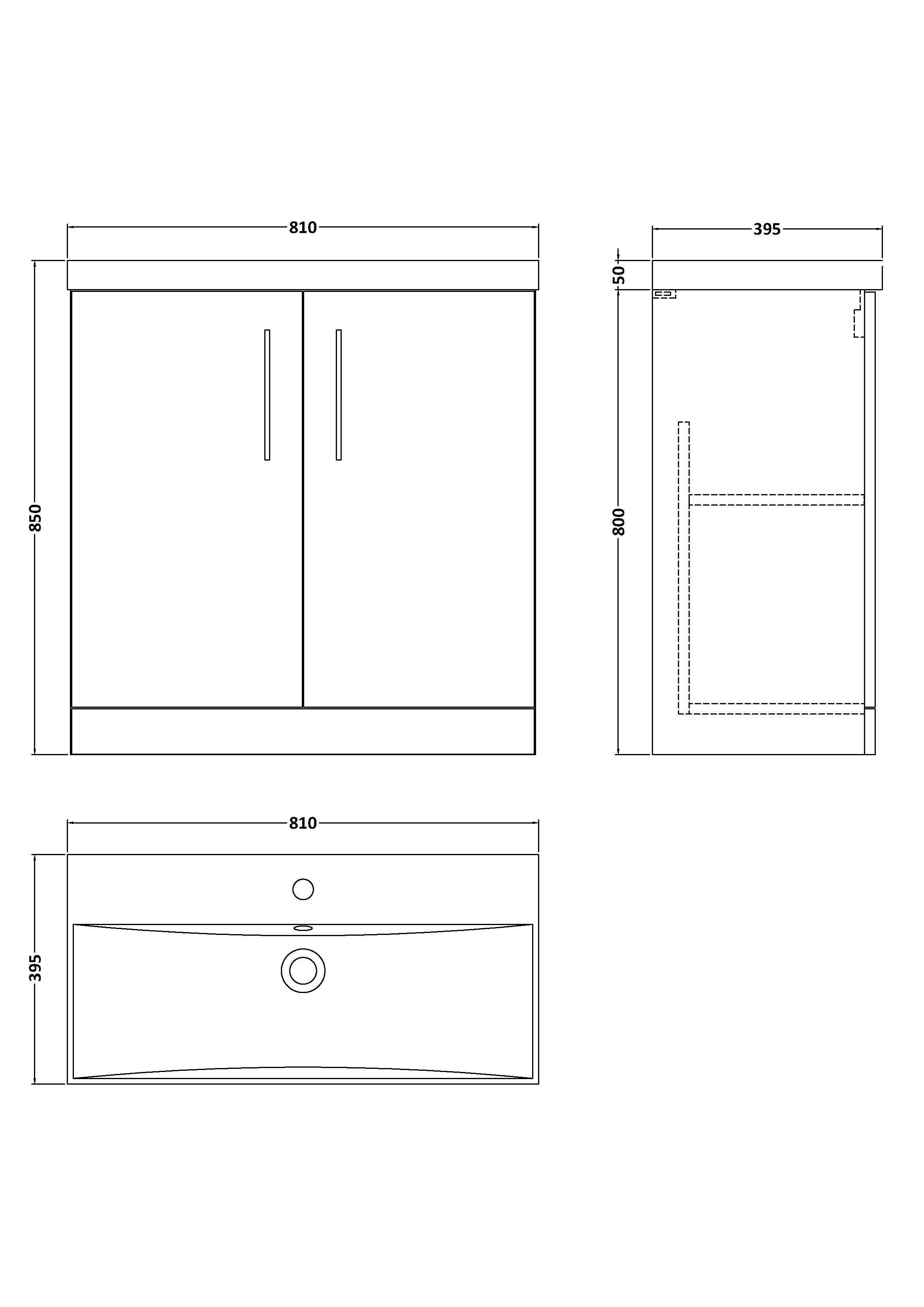 Nuie Arno 2 Door Floorstanding Vanity Unit With Basin-3 800mm Wide