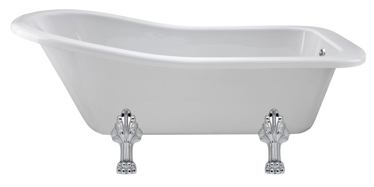 Old London Brockley Freestanding Bath Tub with Pride Leg Set, Durable Double Ended Traditional Bathroom Style in White, 1500mm