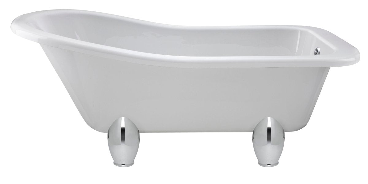 Old London Brockley Freestanding Bath Tub with Deacon Leg Set, Durable Double Ended Traditional Bathroom Style in White, 1500mm