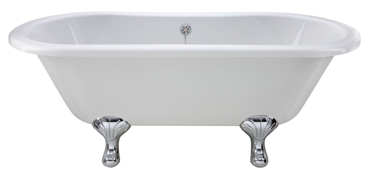 Old London Kingsbury Freestanding Bath Tub with Corbel Leg Set, Durable Double Ended Traditional Bathroom Style in White, 1700mm
