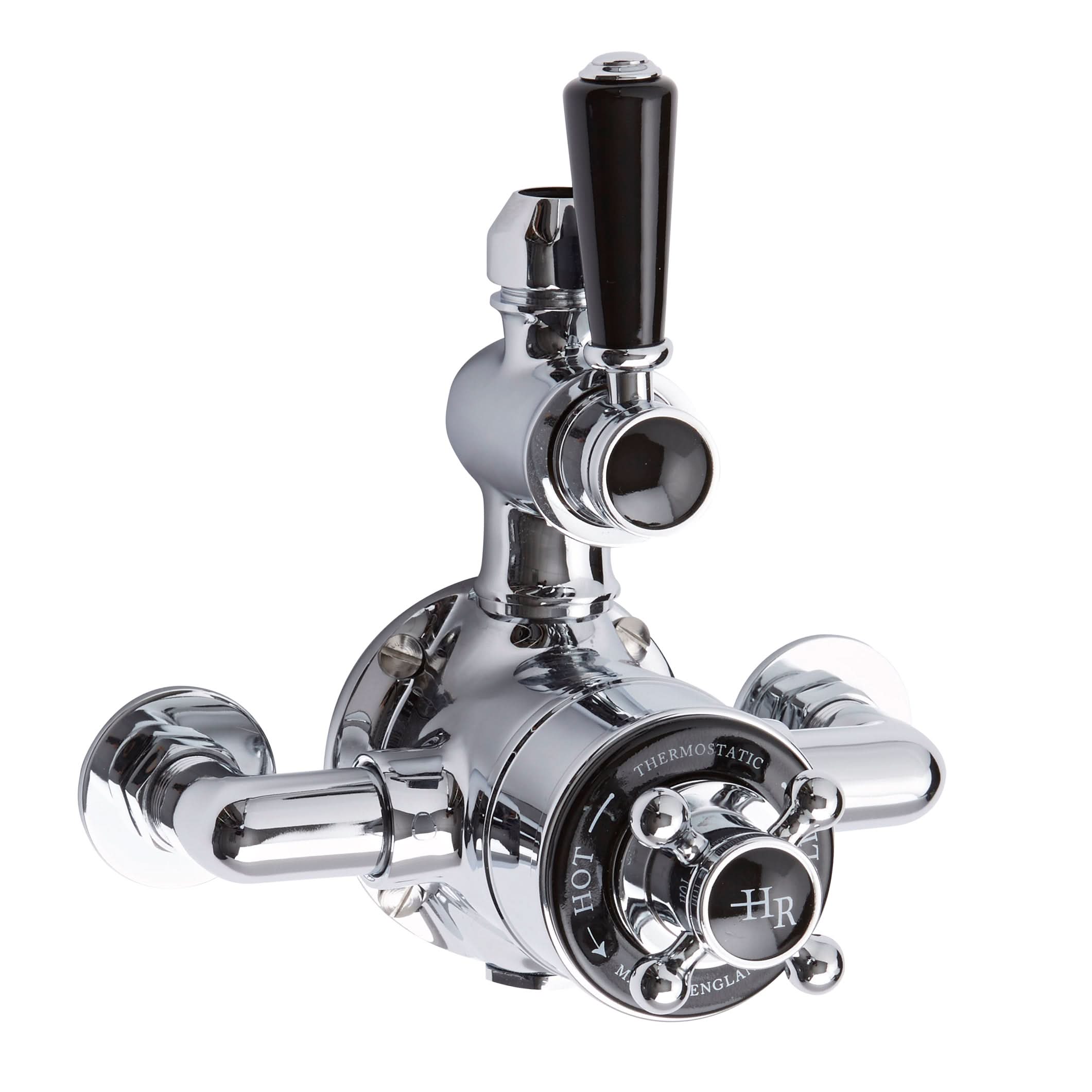 Old London Topaz Twin Exposed Shower Valve, Shower Valves for Btahroom Shower, Chrome & Black
