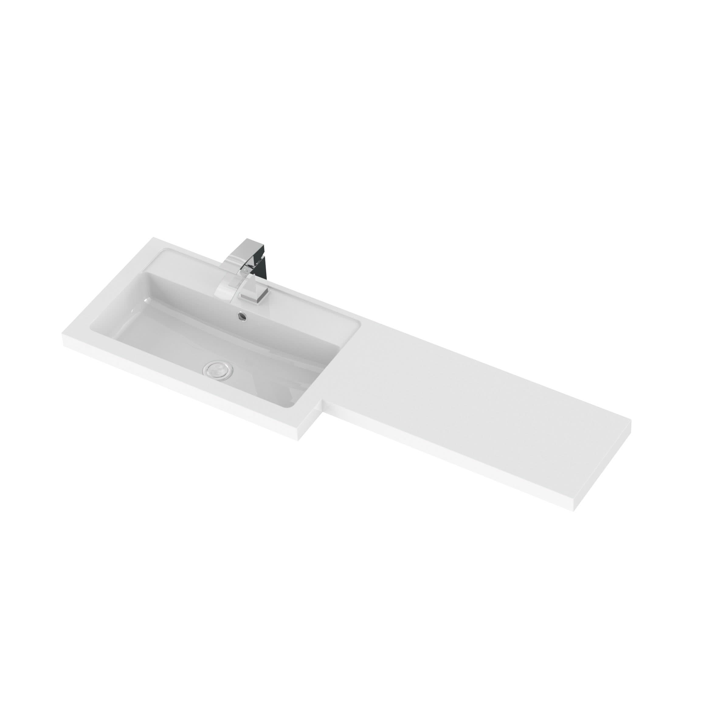 Hudson Reed Fusion Floor Standing 4 Door Vanity Basin Left Hand Combination, Vanity Unit with Basin, Gloss White, 1200mm