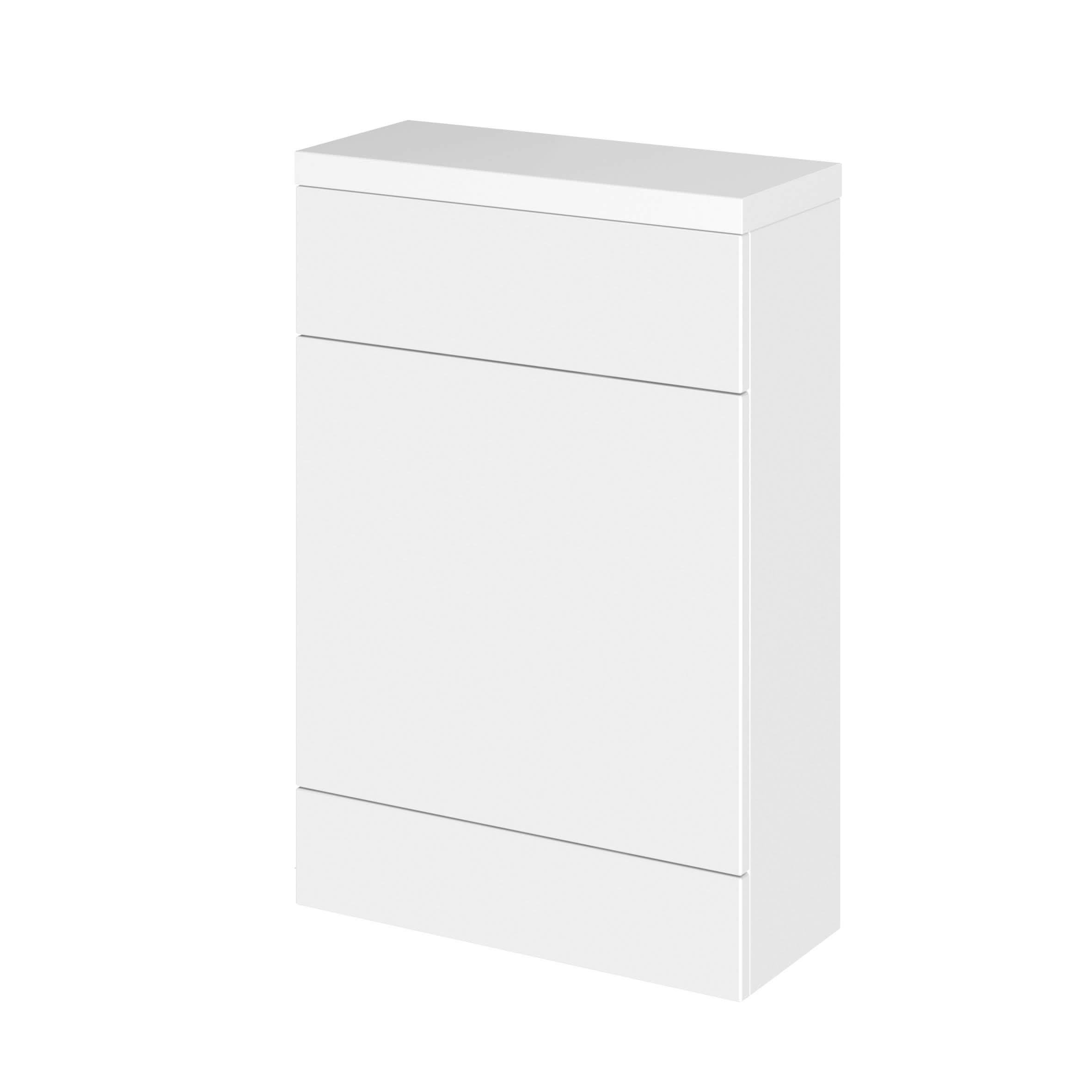 Hudson Reed Fusion Floor Standing WC Unit & Polymarble Top Compact, Stylish Single Vanity Unit, Gloss White, 600mm