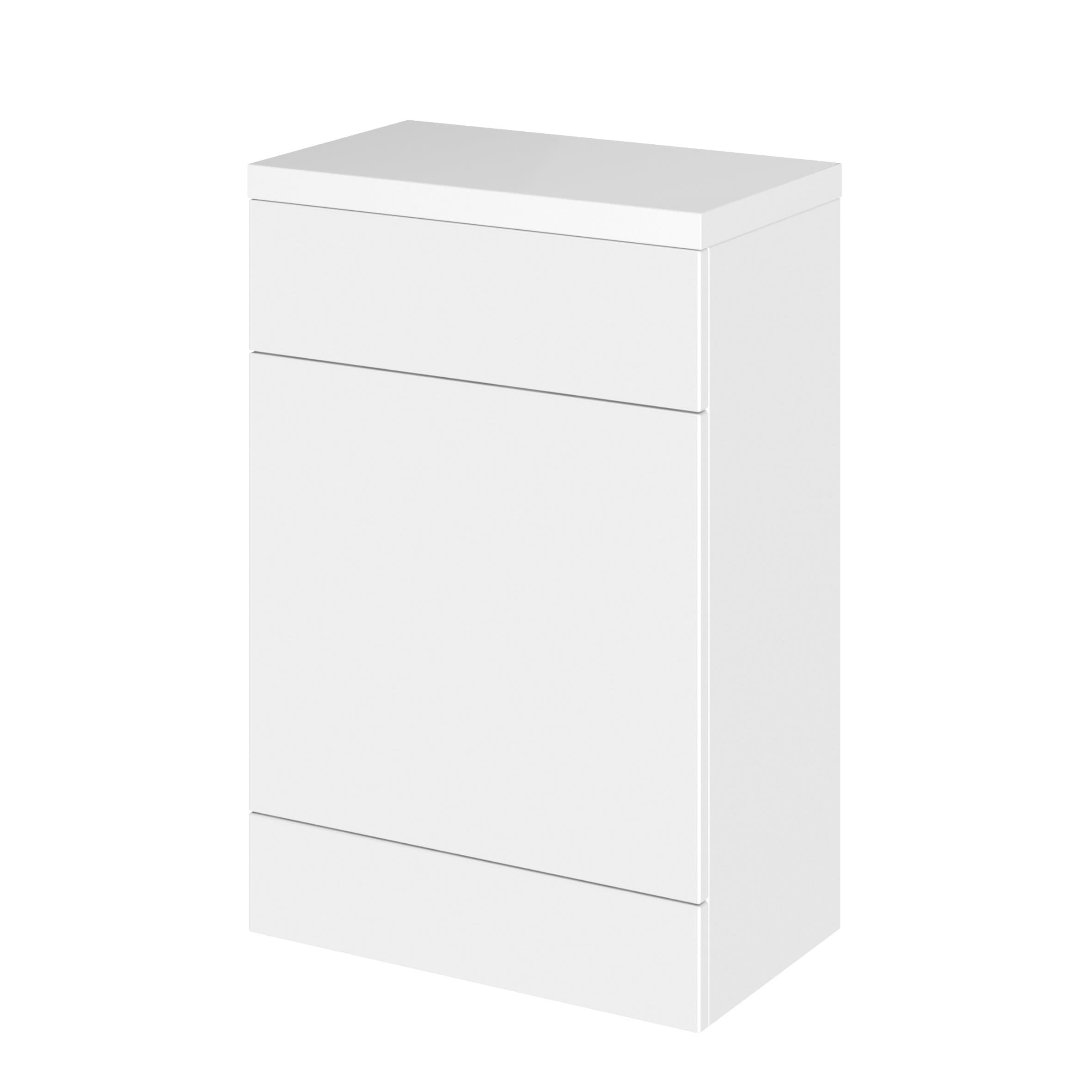 Hudson Reed Fusion Floor Standing WC Unit & Polymarble Top, Stylish Single Vanity Unit, Gloss White, 600mm