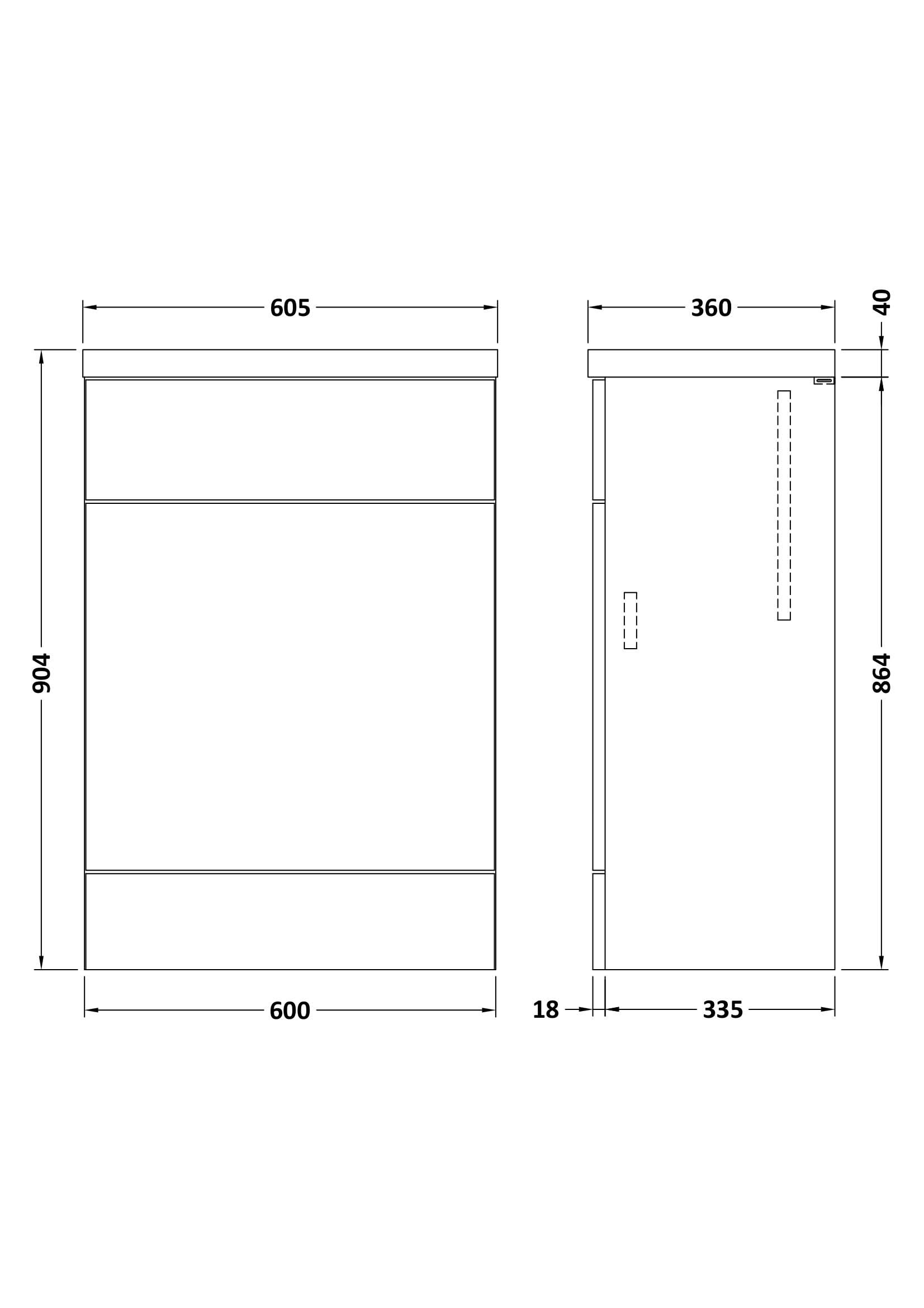 Hudson Reed Fusion Floor Standing WC Unit & Polymarble Top, Stylish Single Vanity Unit, Gloss White, 600mm