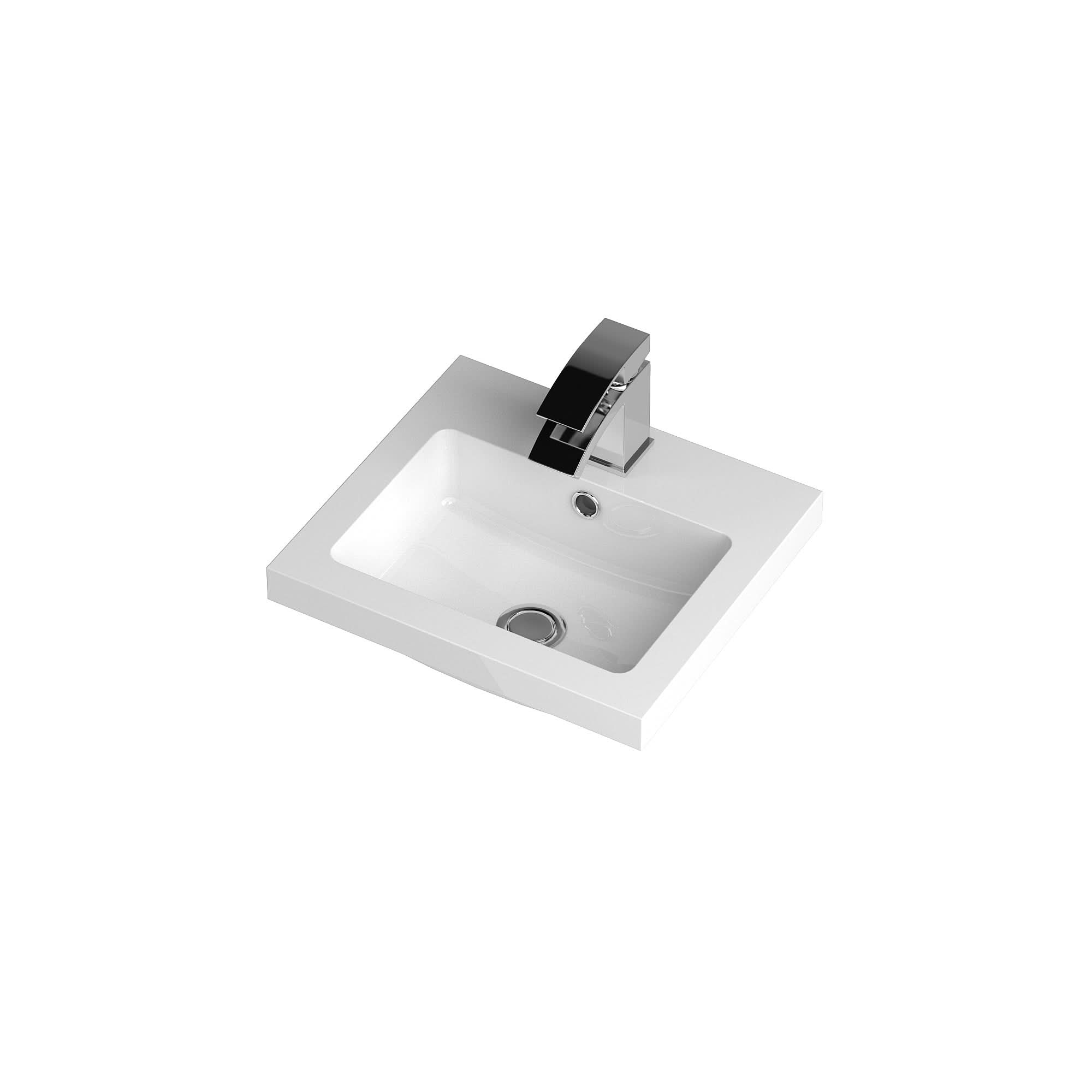 Hudson Reed Fusion Floor Standing 1 Door Vanity Unit & Polymarble Basin, Stylish Vanity Unit with Basin, Gloss White, 400mm