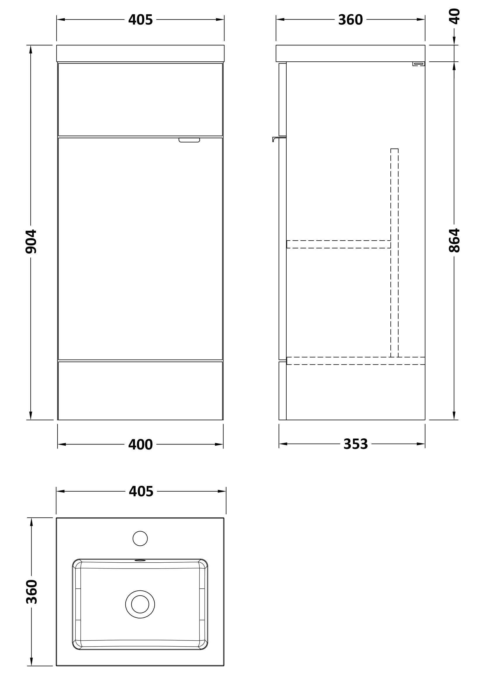 Hudson Reed Fusion Floor Standing 1 Door Vanity Unit & Polymarble Basin, Stylish Vanity Unit with Basin, Gloss White, 400mm