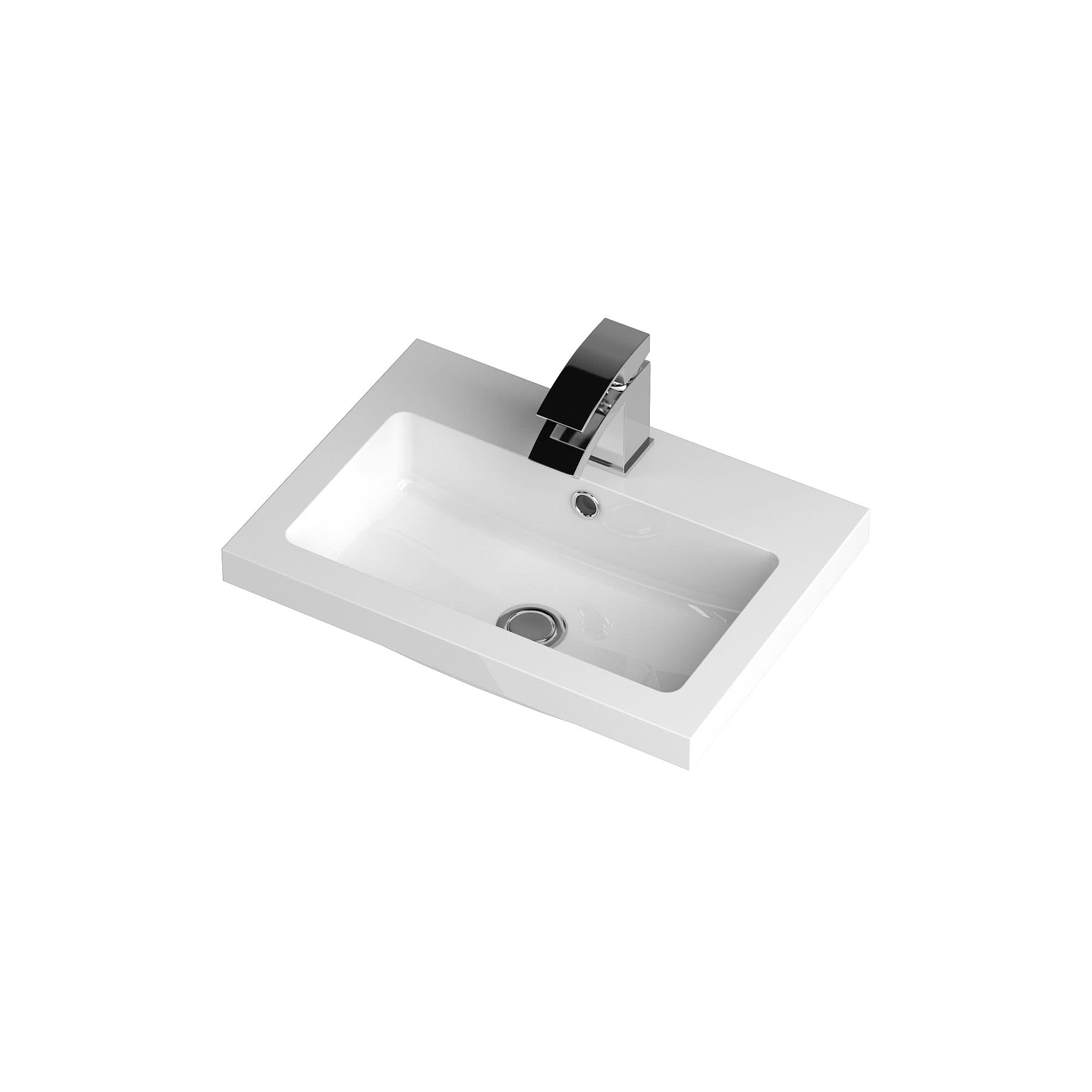 Hudson Reed Fusion Floor Standing 2 Door Vanity Unit & Polymarble Basin, Sink Vanity Unit, Anthracite Woodgrain, 500mm
