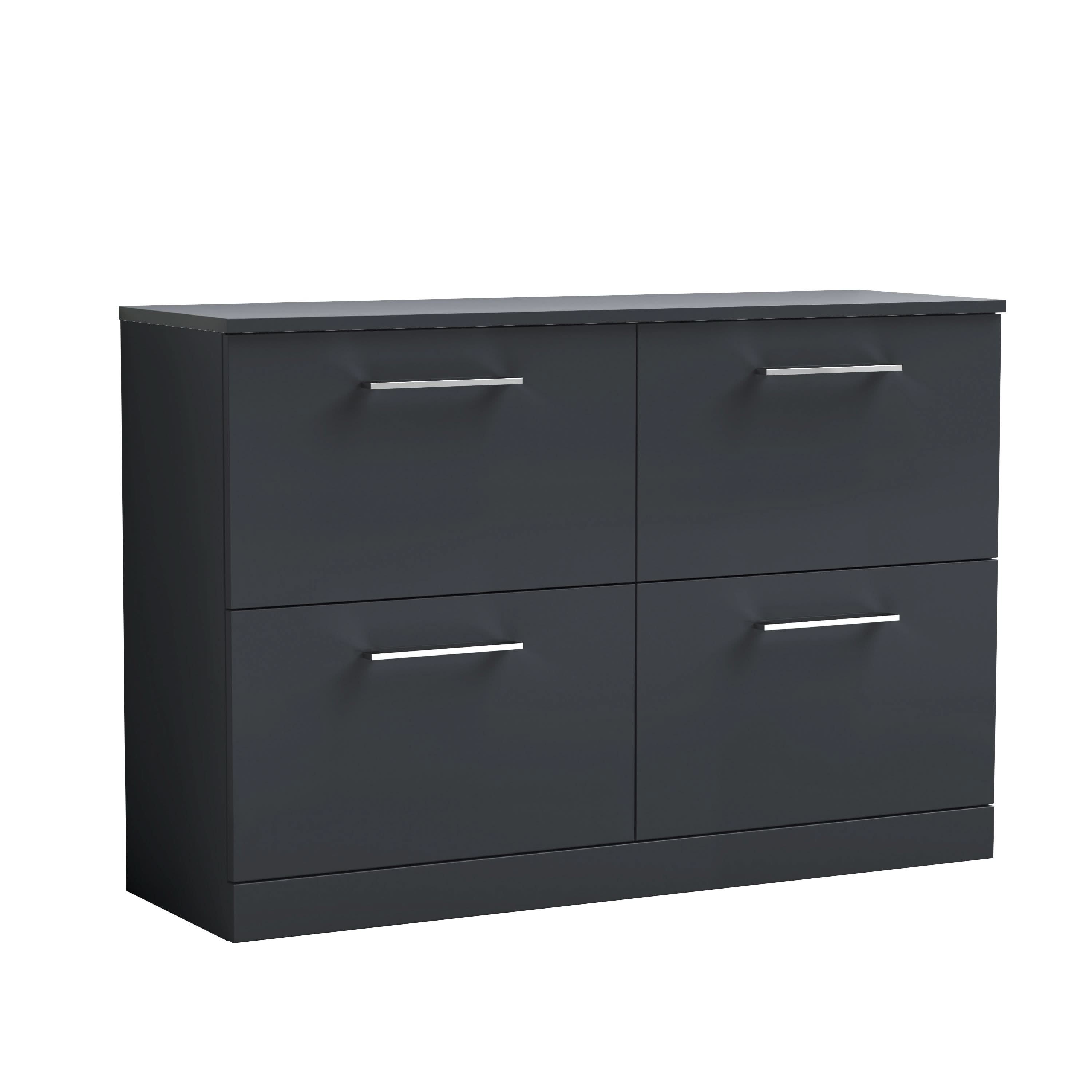 Nuie Arno Floor Standing 4 Drawer Vanity Unit & Laminate Worktop, Stylish Bathroom Vanity Unit in Soft Black, 1200mm