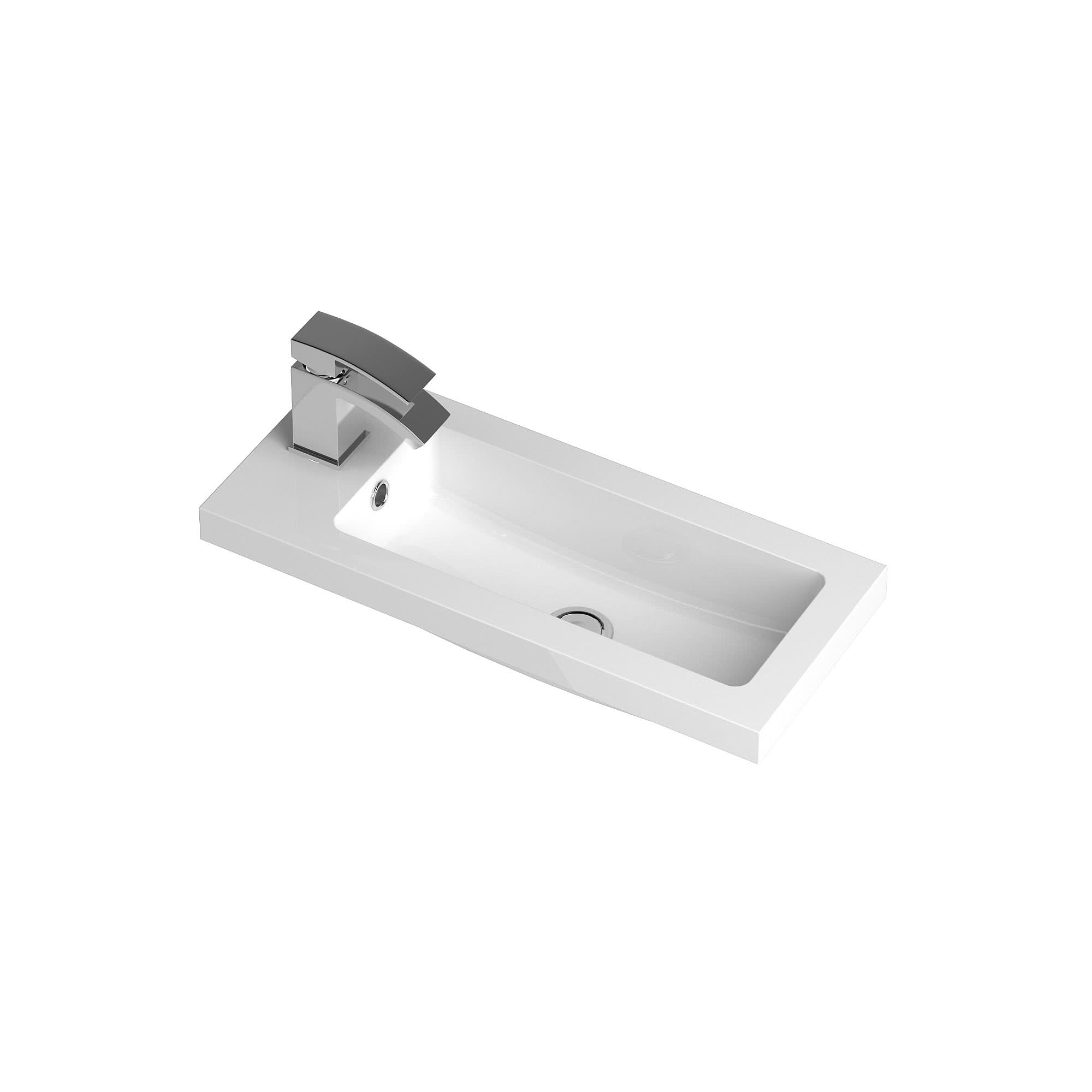 Hudson Reed Fusion Floor Standing 2 Door Vanity Unit & Polymarble Basin Compact, Sink Vanity Unit, Charcoal Black, 600mm