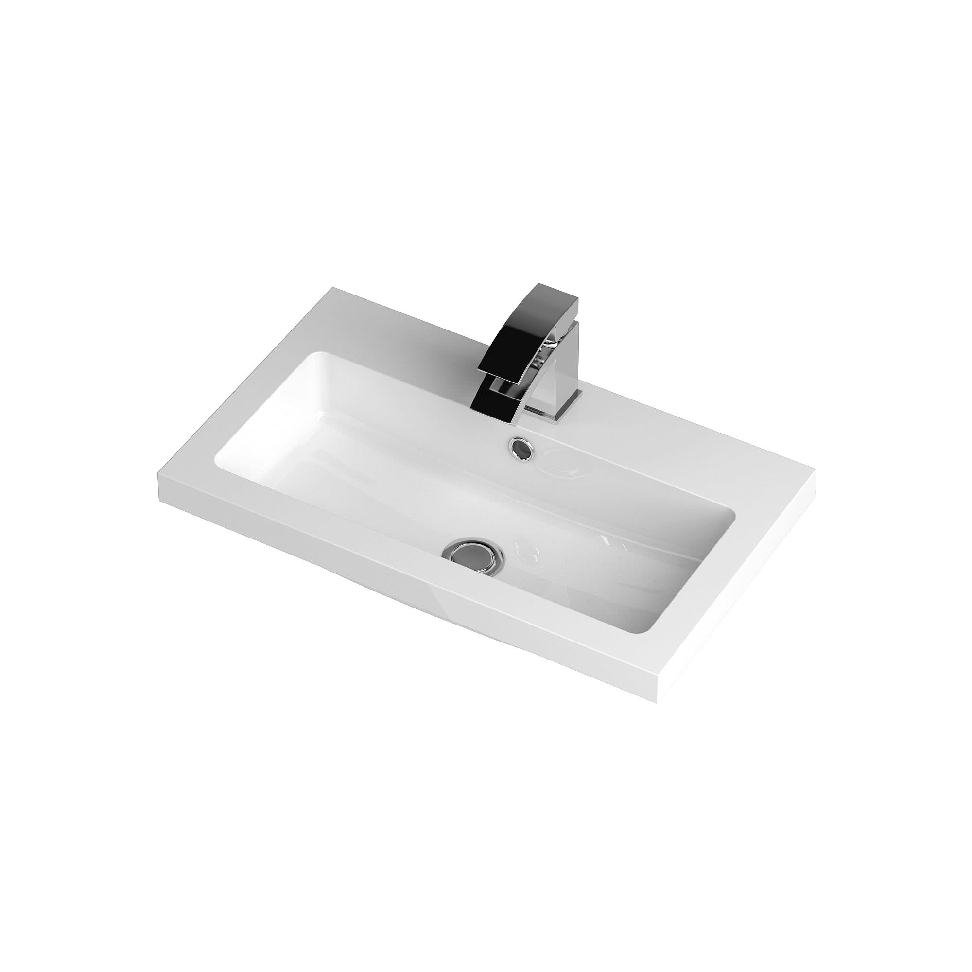Hudson Reed Fusion Floor Standing 2 Door Vanity Unit & Polymarble Basin, Stylish Sink Vanity Unit, Charcoal Black, 600mm