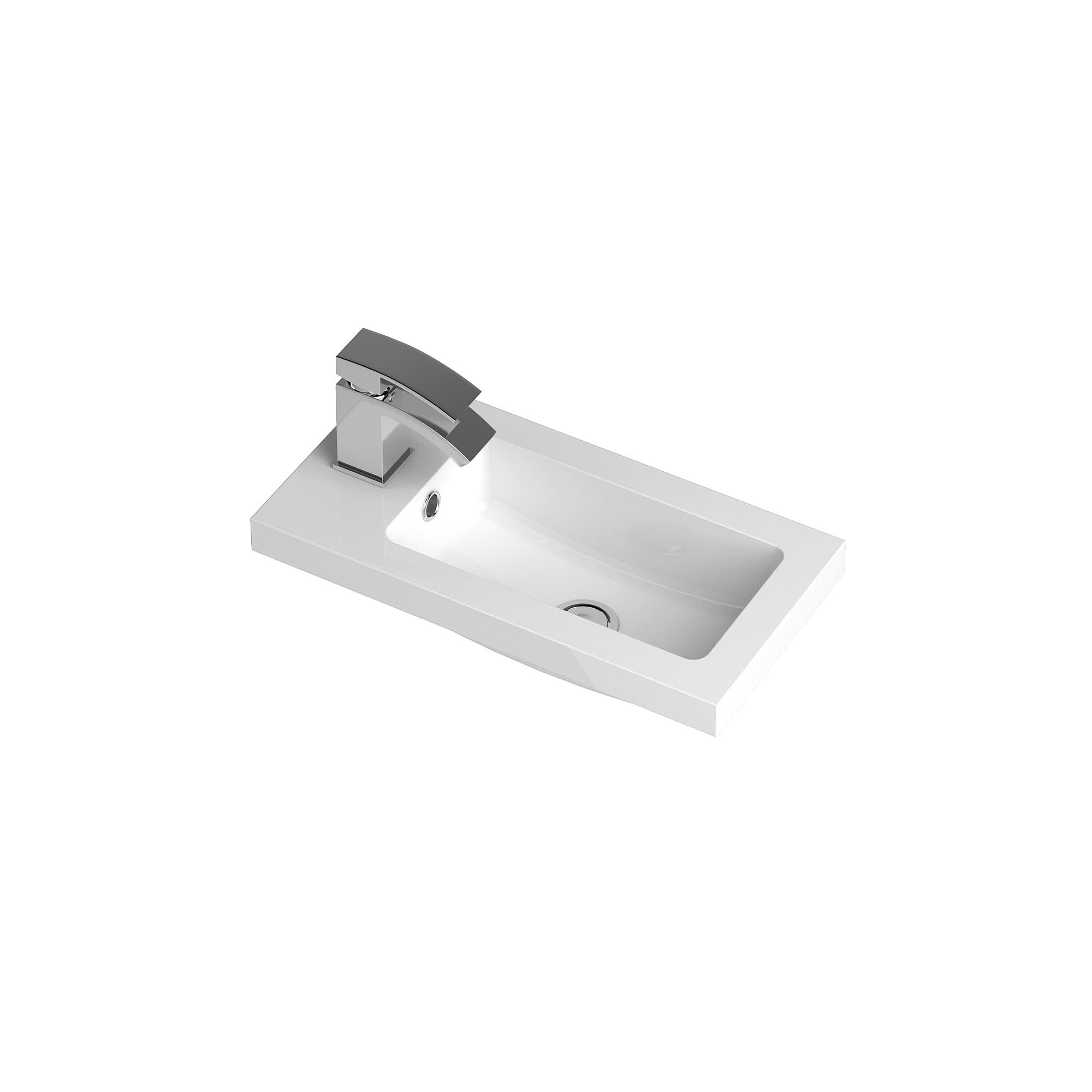 Hudson Reed Fusion Floor Standing 2 Door Vanity Unit & Polymarble Basin Compact, Sink Vanity Unit, Charcoal Black, 500mm