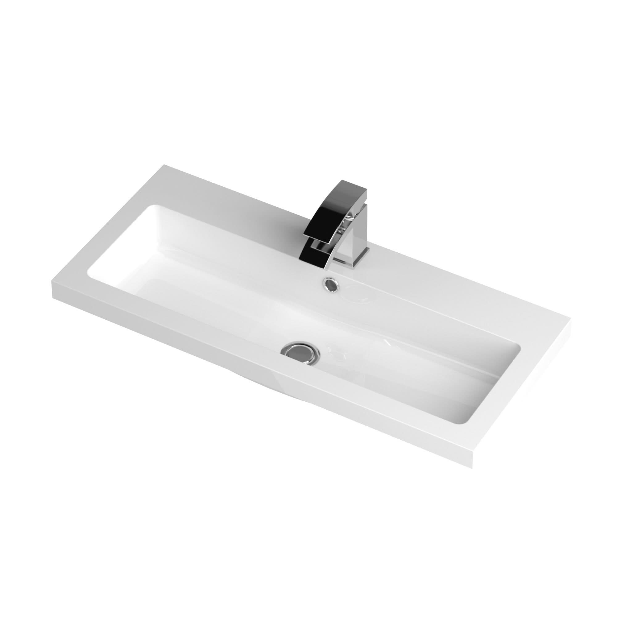 Hudson Reed Fusion Floor Standing 2 Door Vanity Unit & Polymarble Basin, Sink Vanity Unit, Charcoal Black, 800mm